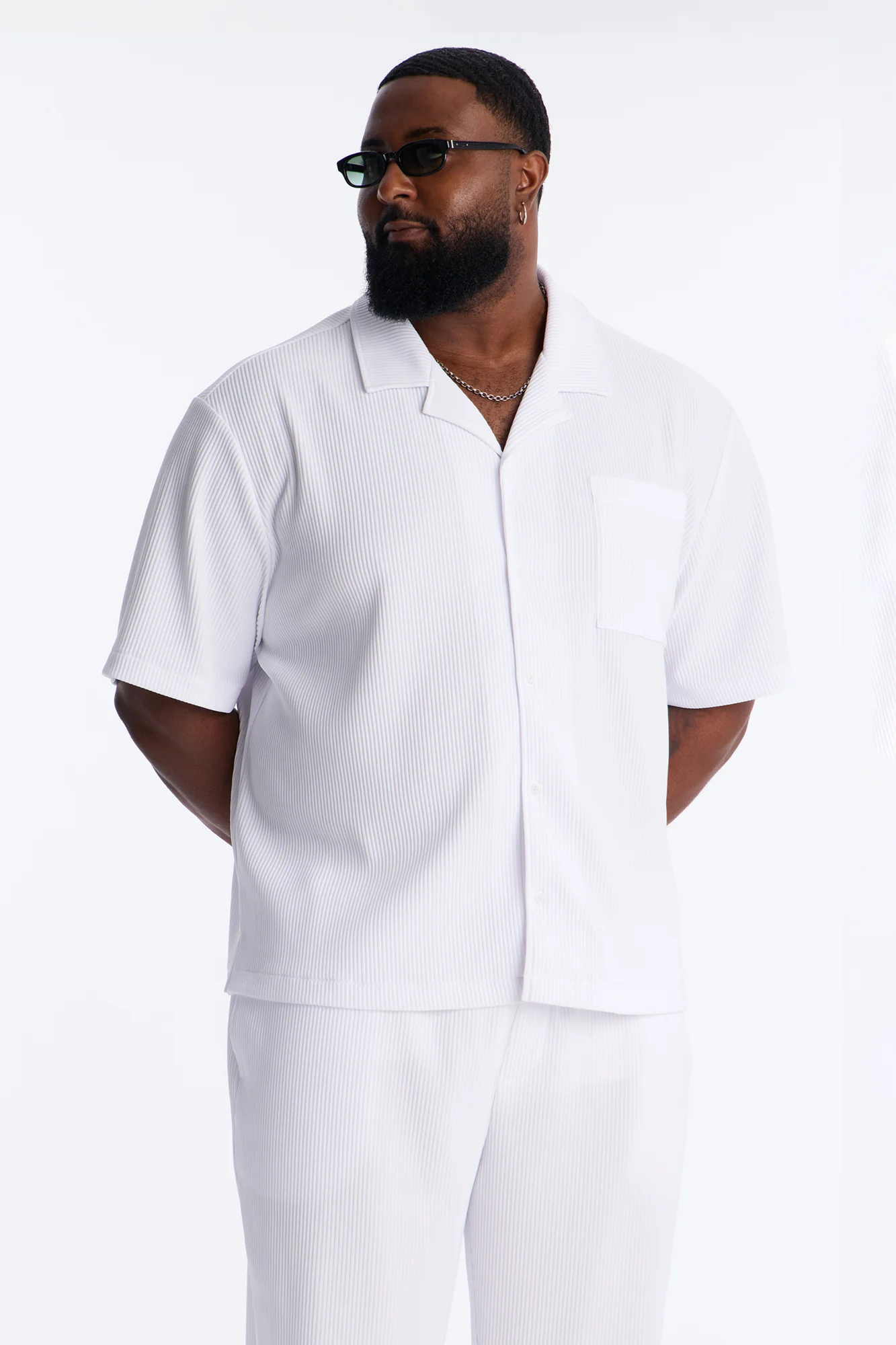 Show Up Short Sleeve Cuban Shirt - White - Image 4