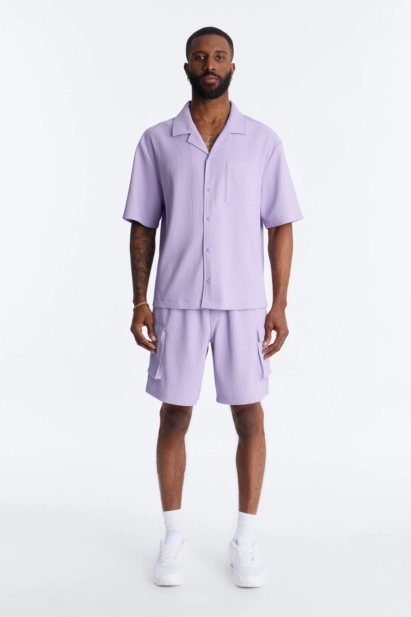 Show Up Short Sleeve Cuban Shirt - Lavender - Image 2