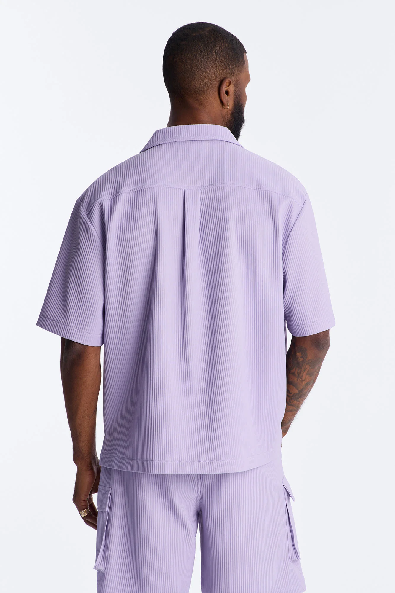 Show Up Short Sleeve Cuban Shirt - Lavender - Image 4