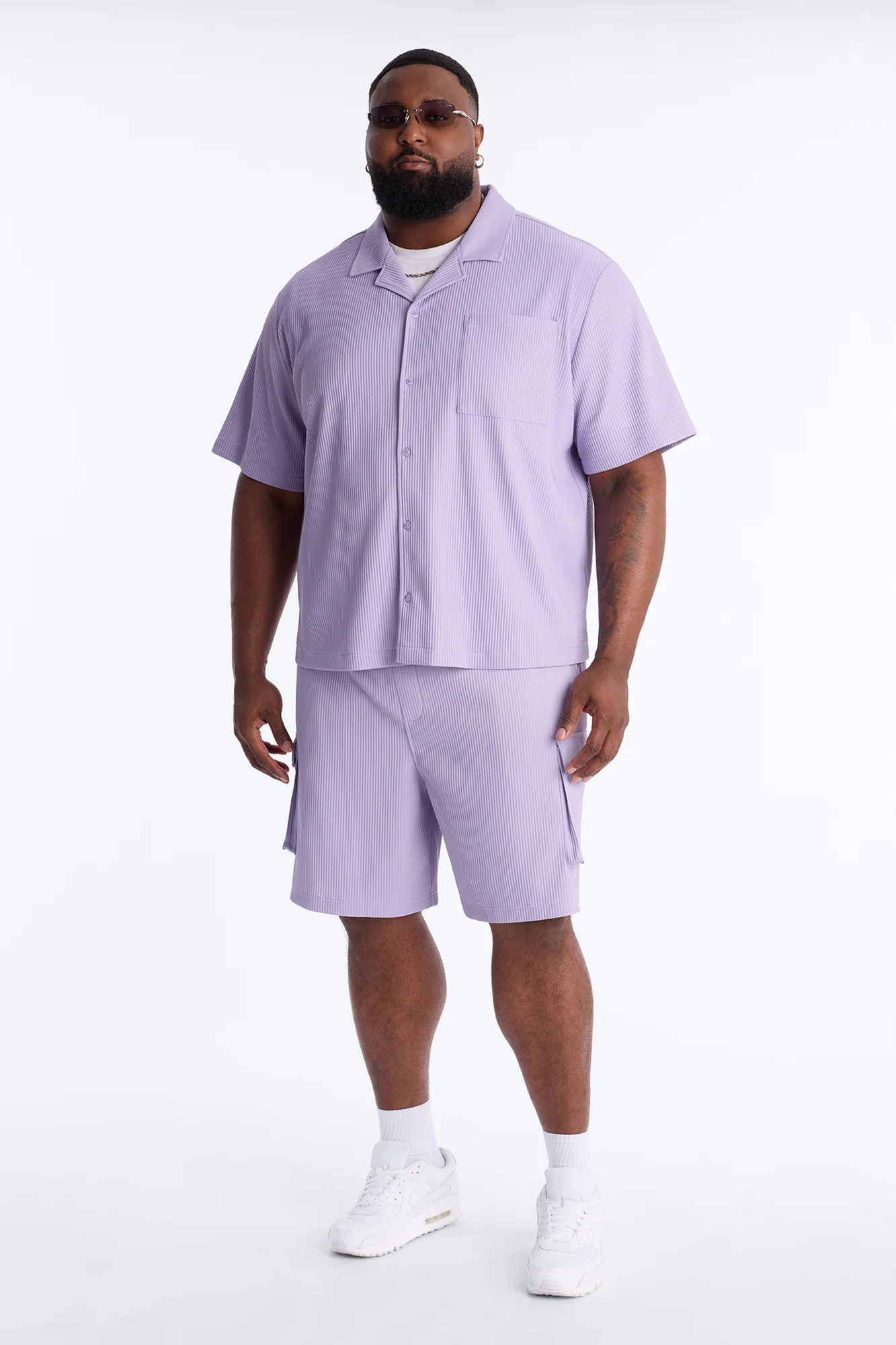 Show Up Short Sleeve Cuban Shirt - Lavender - Image 6