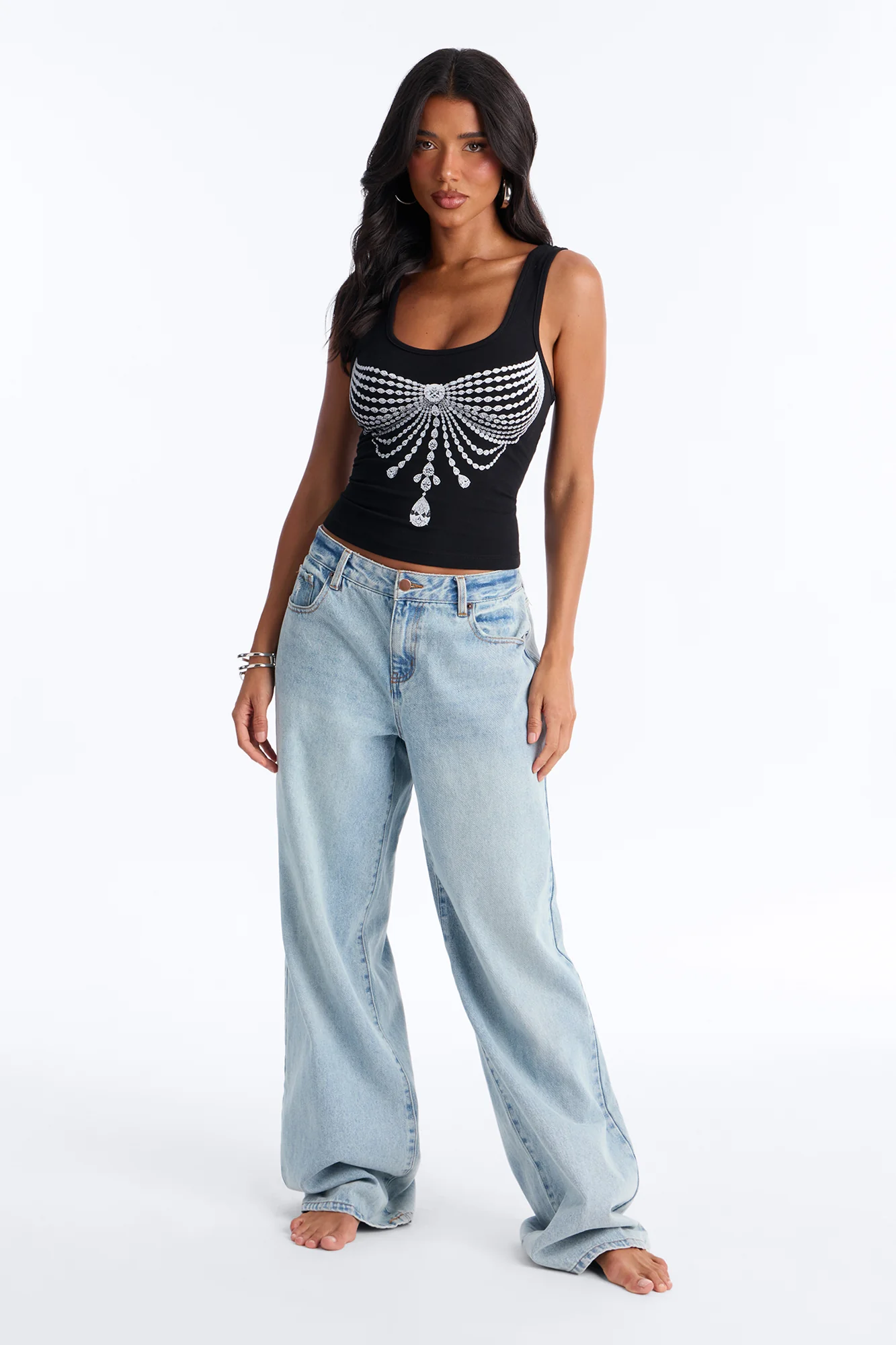 Showgirl Bra Tank Top - Black