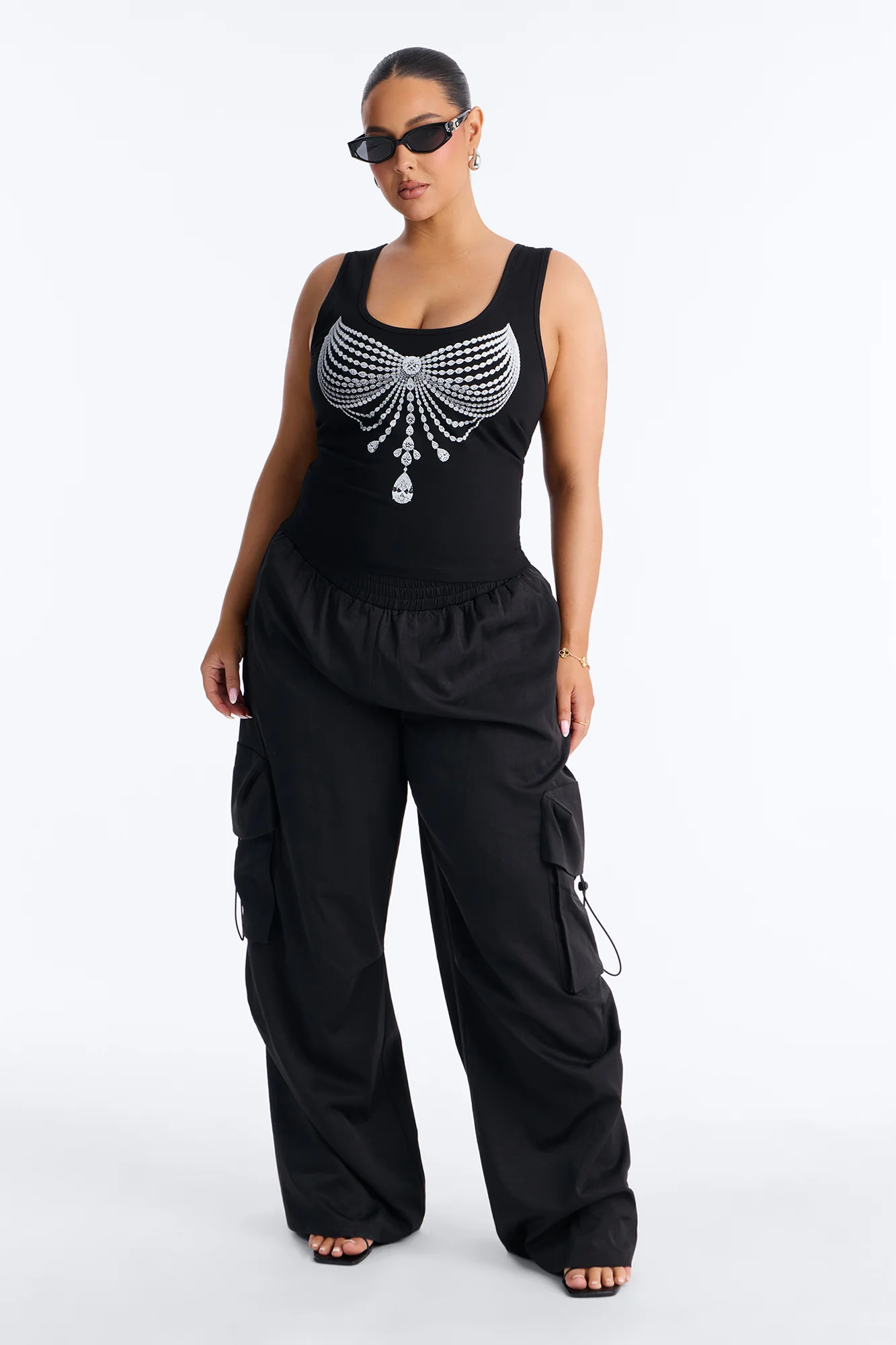 Showgirl Bra Tank Top - Black - Image 6