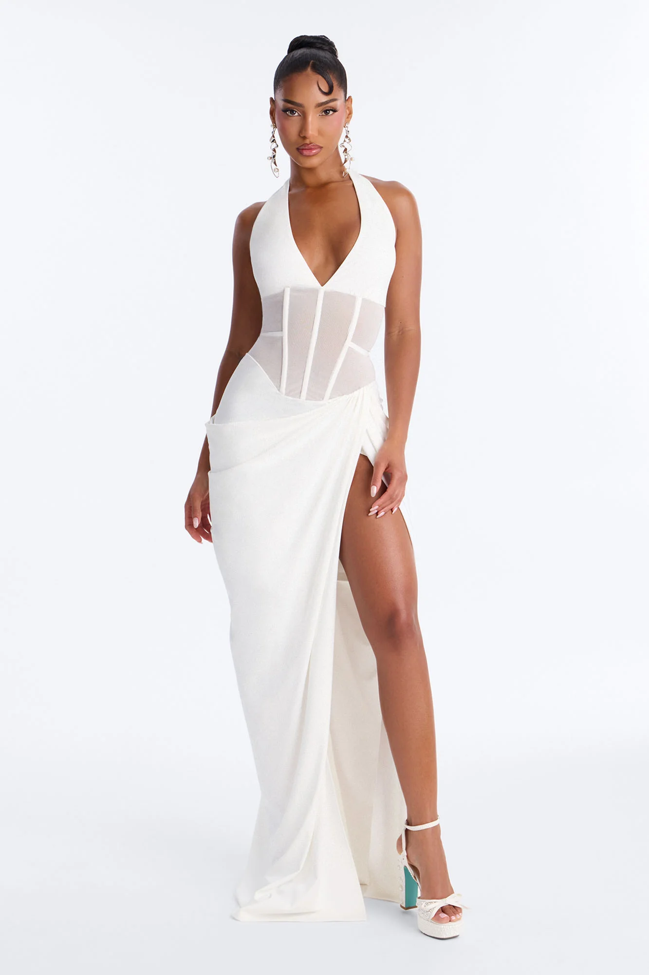 Shut It Down Corset Maxi Dress - White