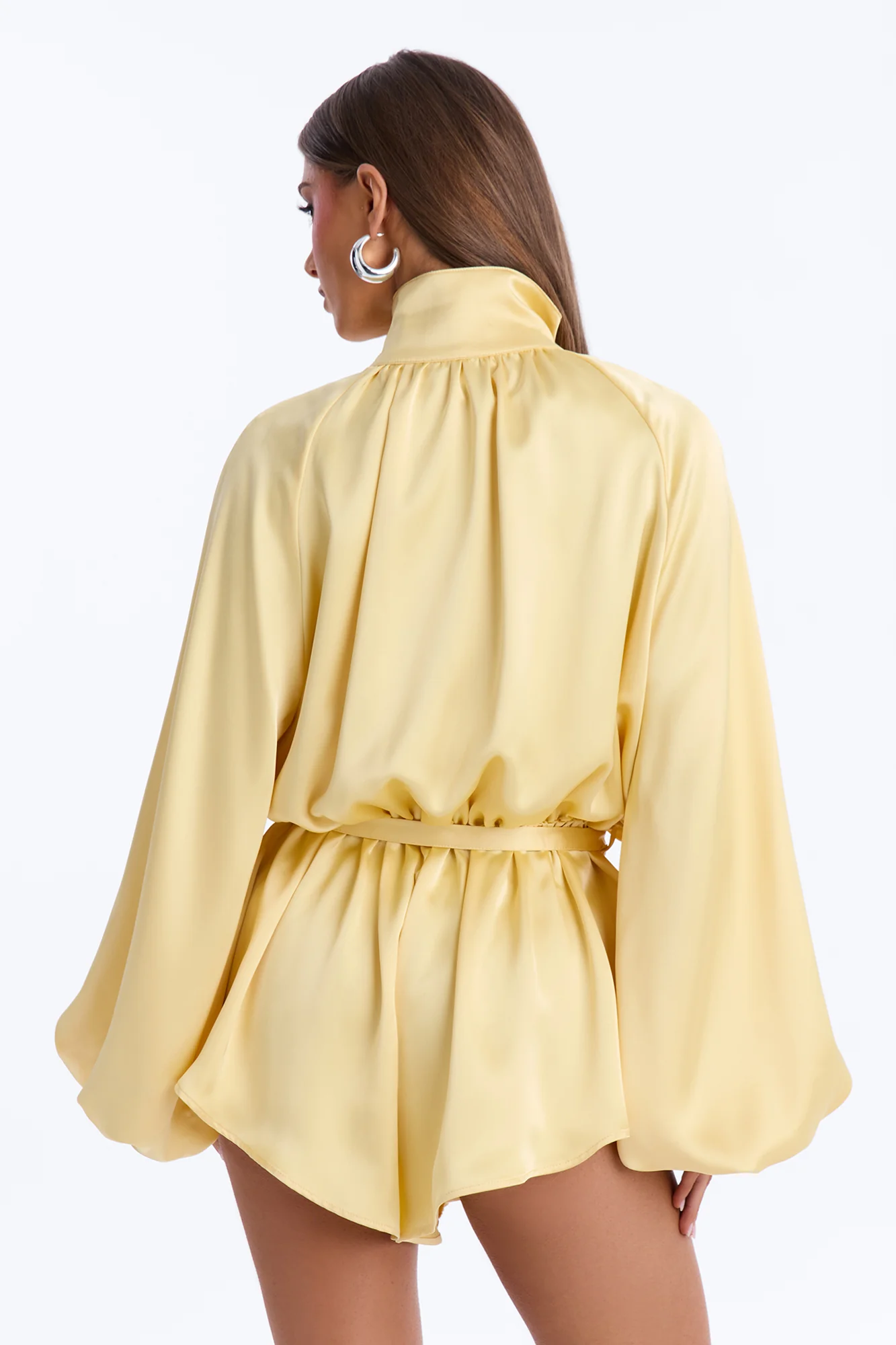 Sia Satin Collar Romper - Yellow - Image 4