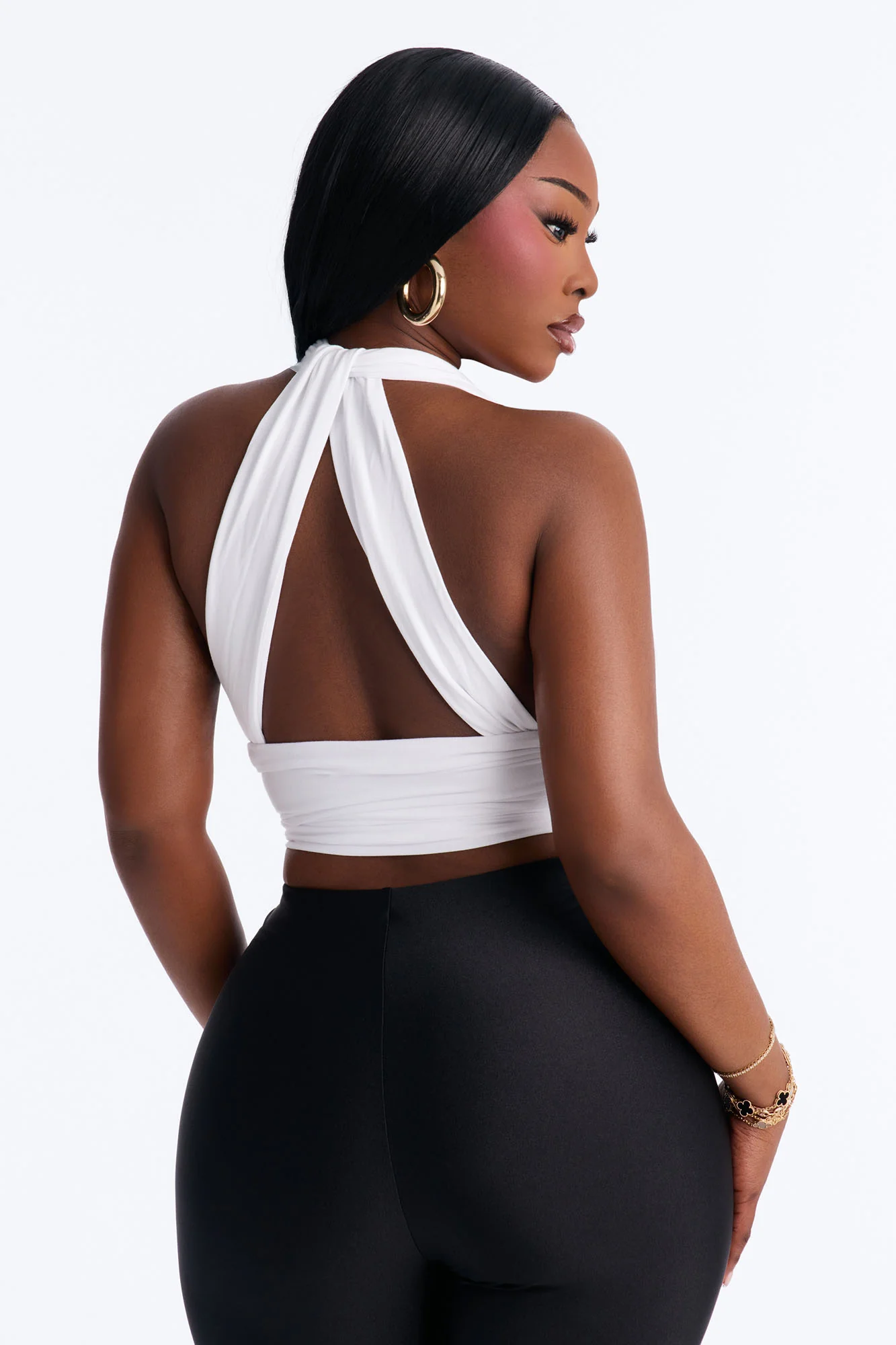 Side Attraction One Shoulder Ruched Top - White - Image 5