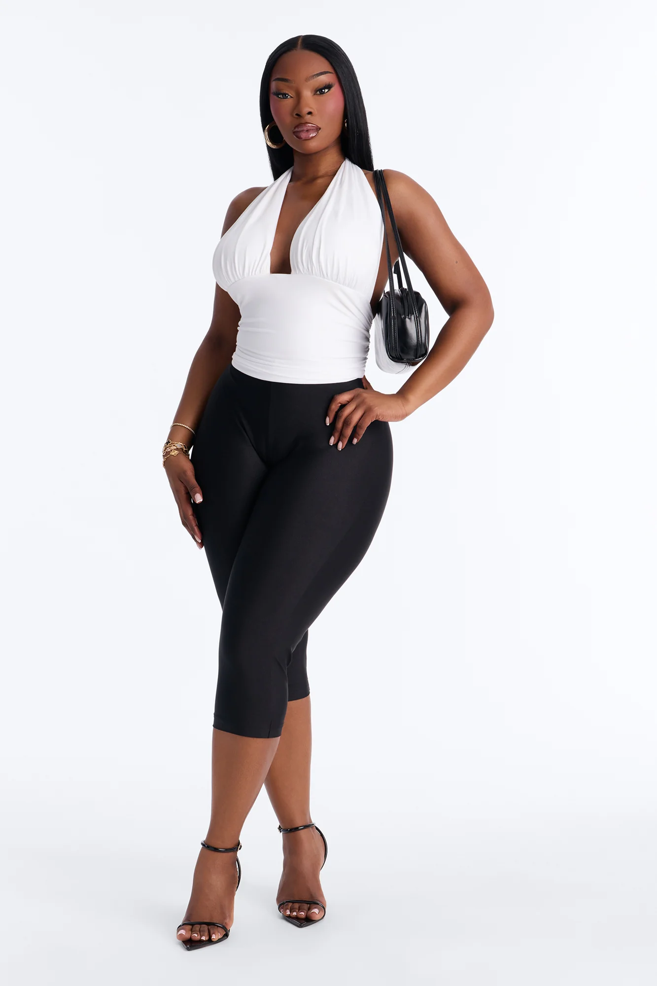 Side Attraction One Shoulder Ruched Top - White - Image 6