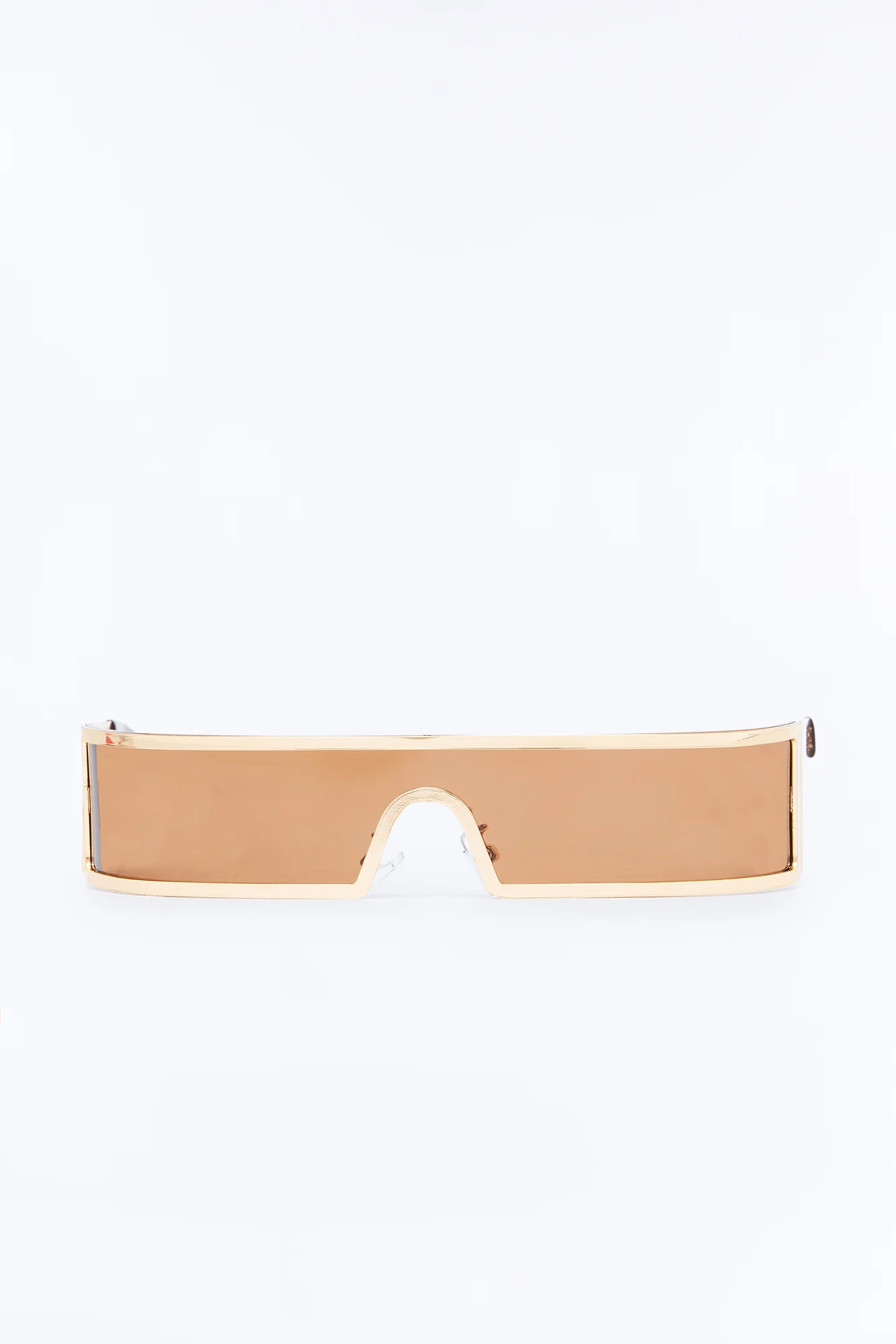 Side Eye Shield Sunglasses - Gold/Brown - Image 3