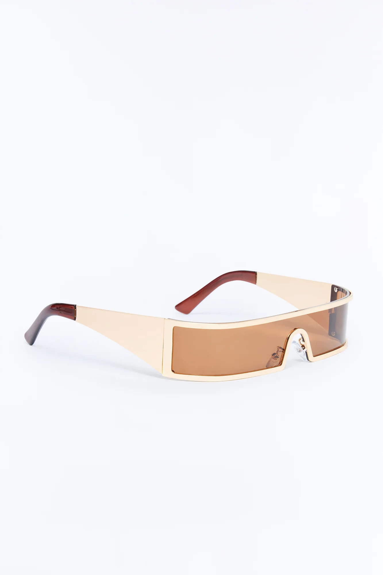Side Eye Shield Sunglasses - Gold/Brown - Image 4
