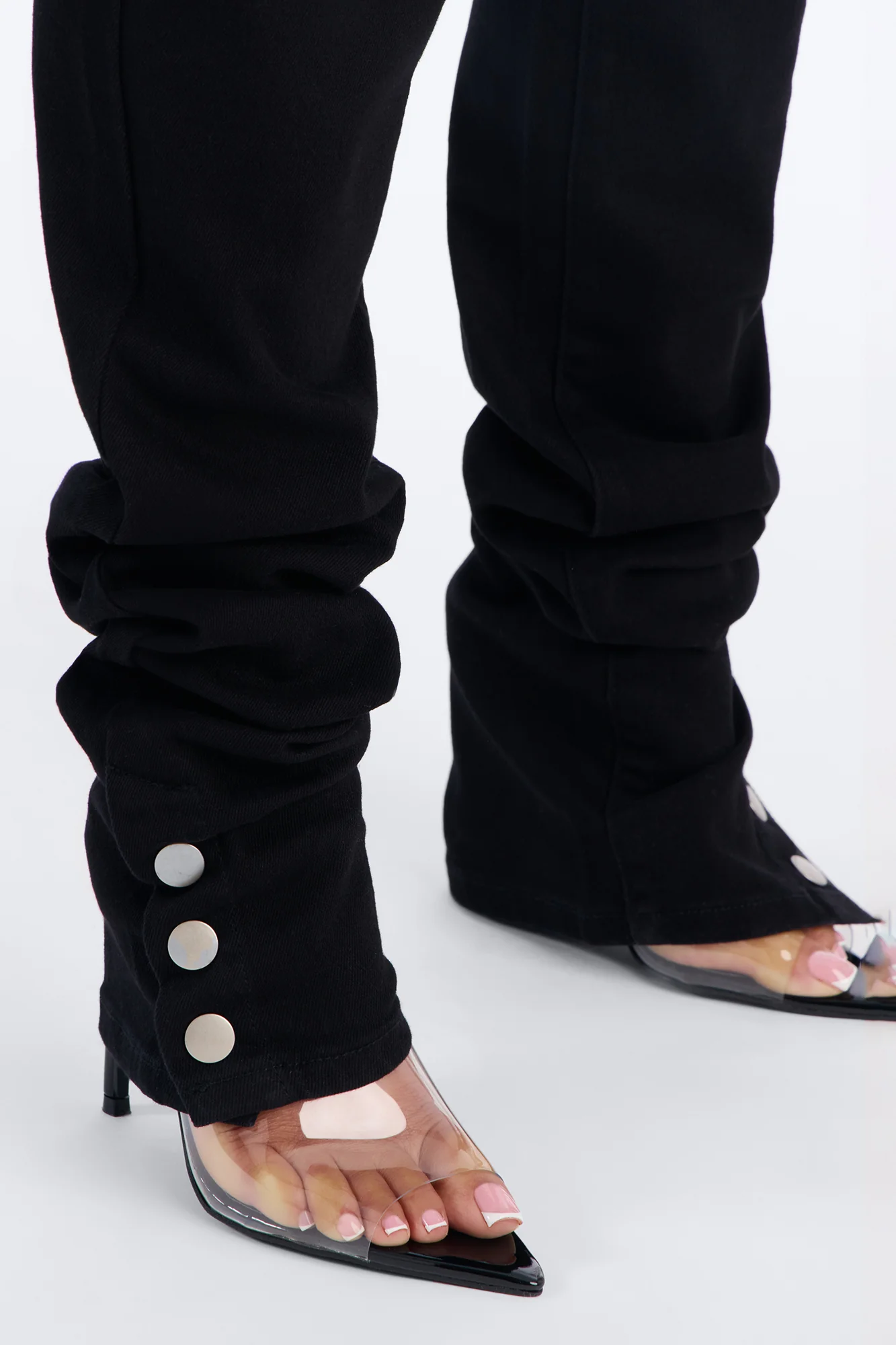 Siena Straight Leg Button Stacked Pant - Black - Image 3
