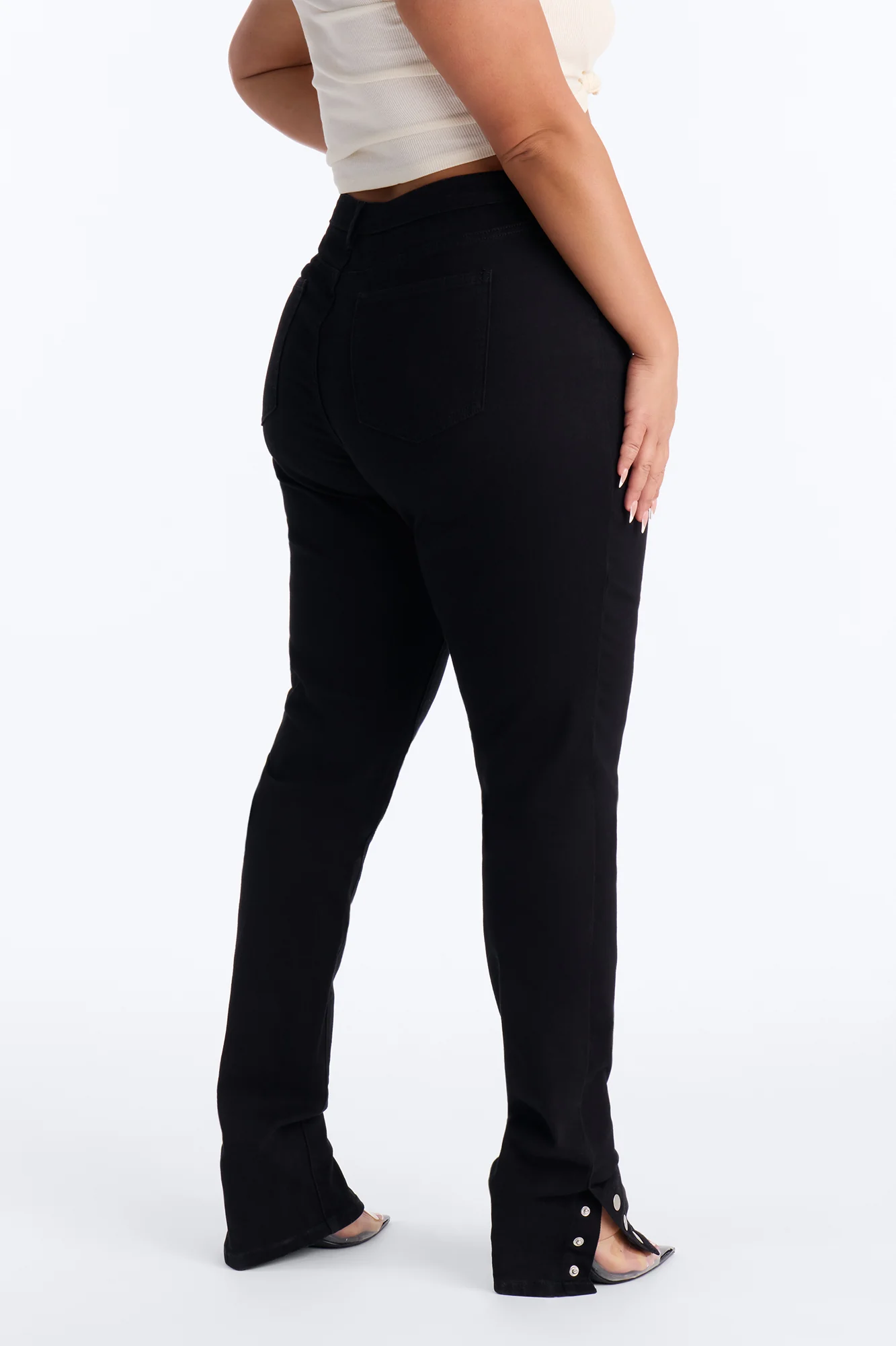 Siena Straight Leg Button Stacked Pant - Black - Image 8