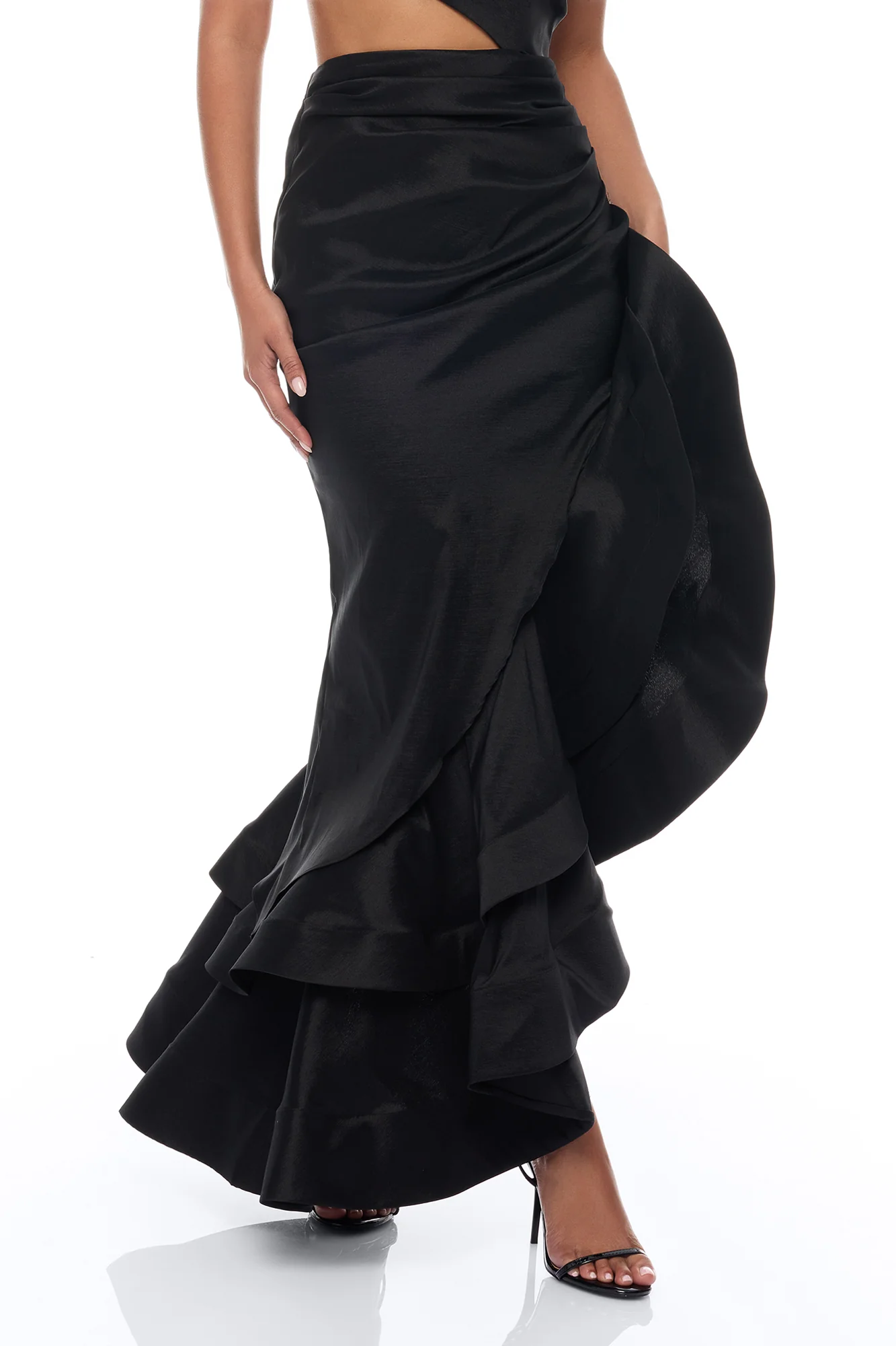 Sienna Ruffle Taffeta Maxi Dress - Black - Image 3