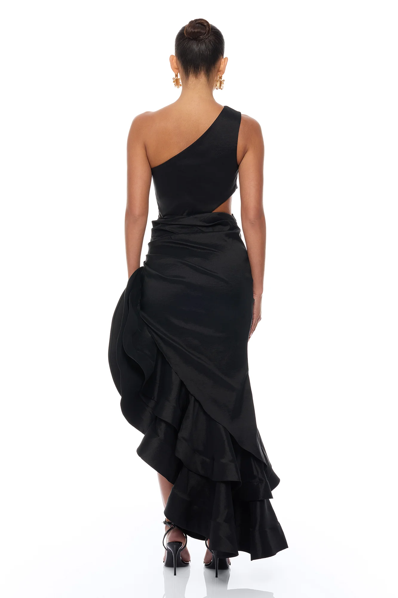 Sienna Ruffle Taffeta Maxi Dress - Black - Image 4