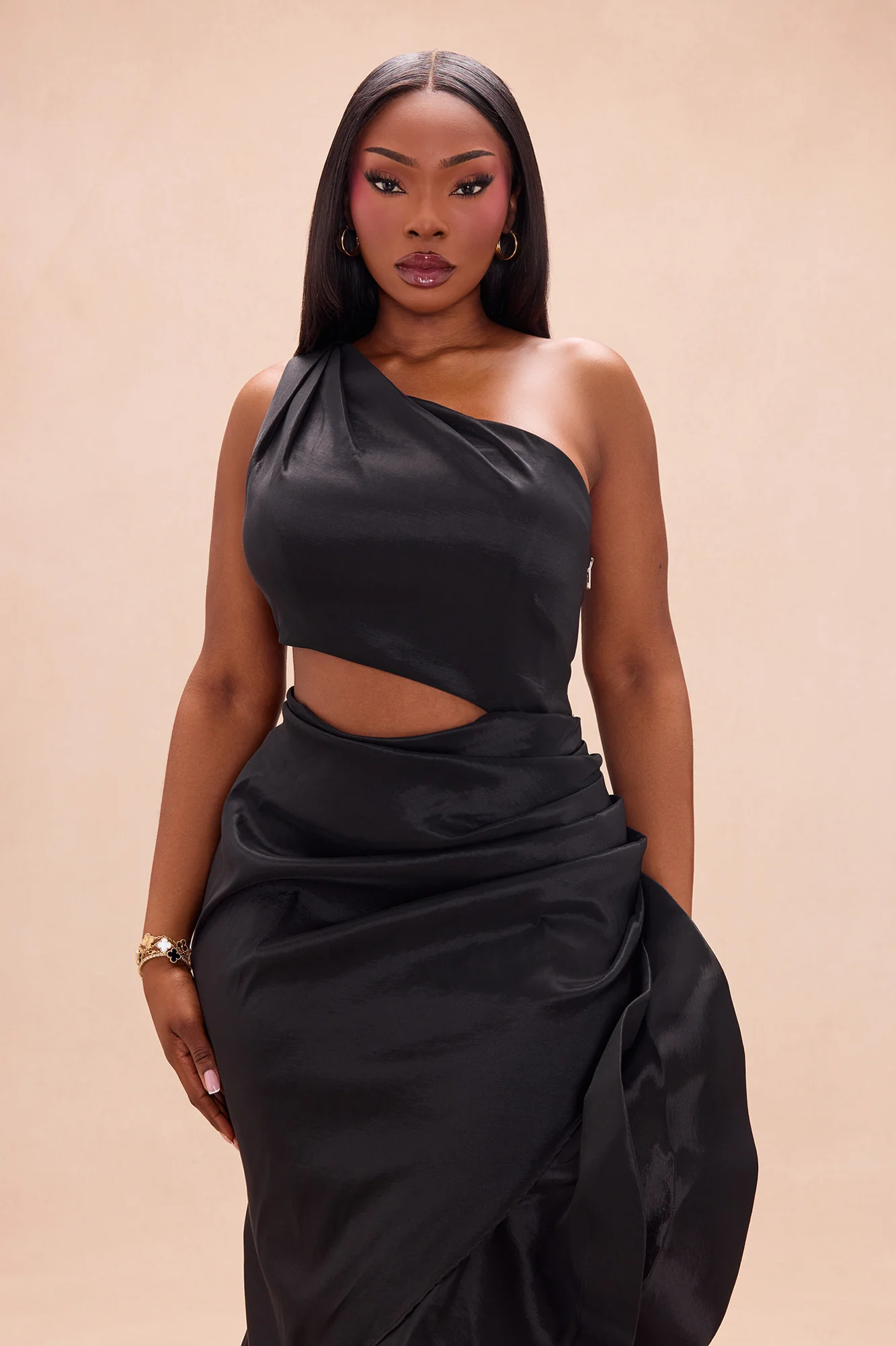 Sienna Ruffle Taffeta Maxi Dress - Black - Image 6