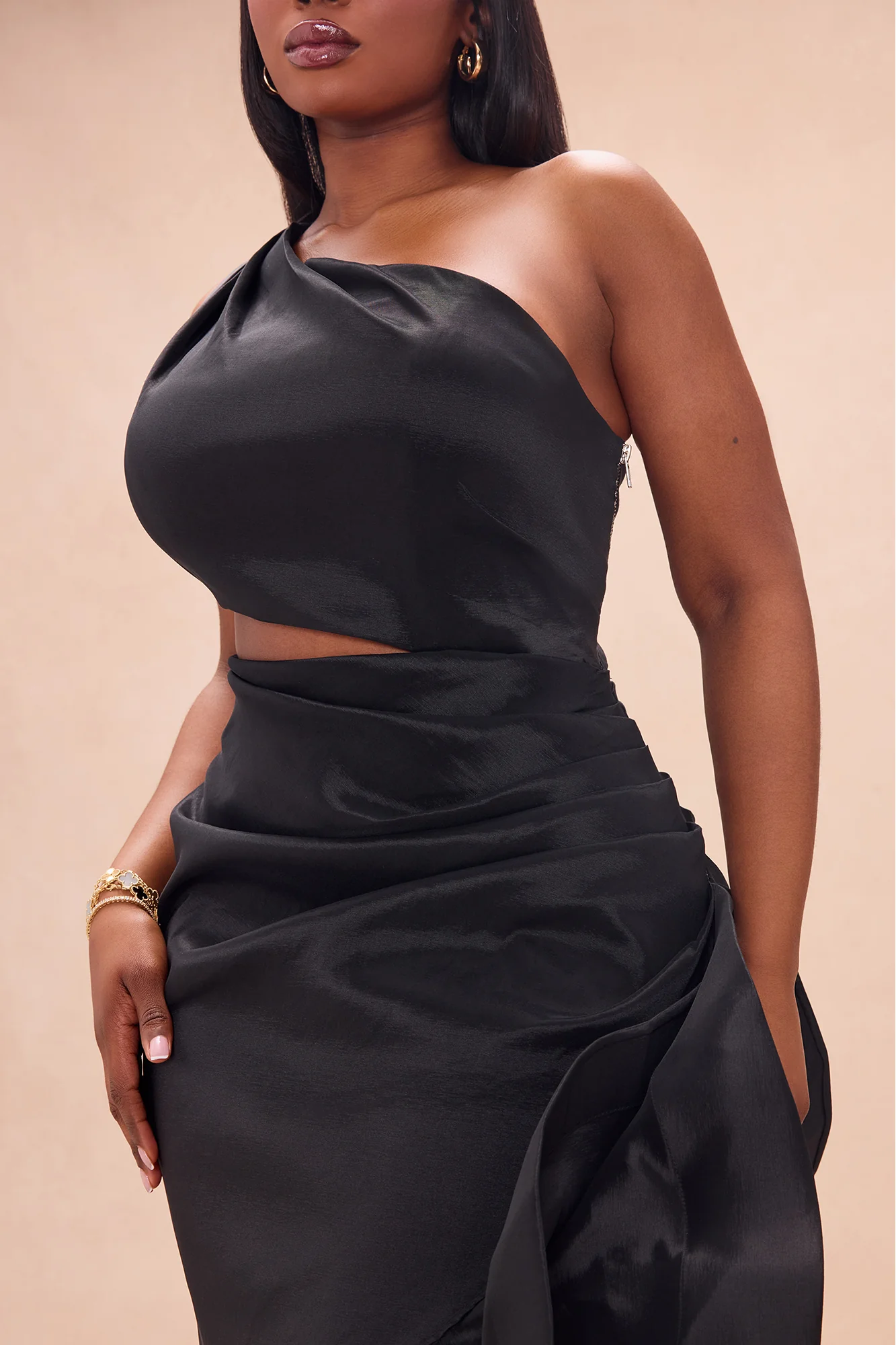 Sienna Ruffle Taffeta Maxi Dress - Black - Image 7