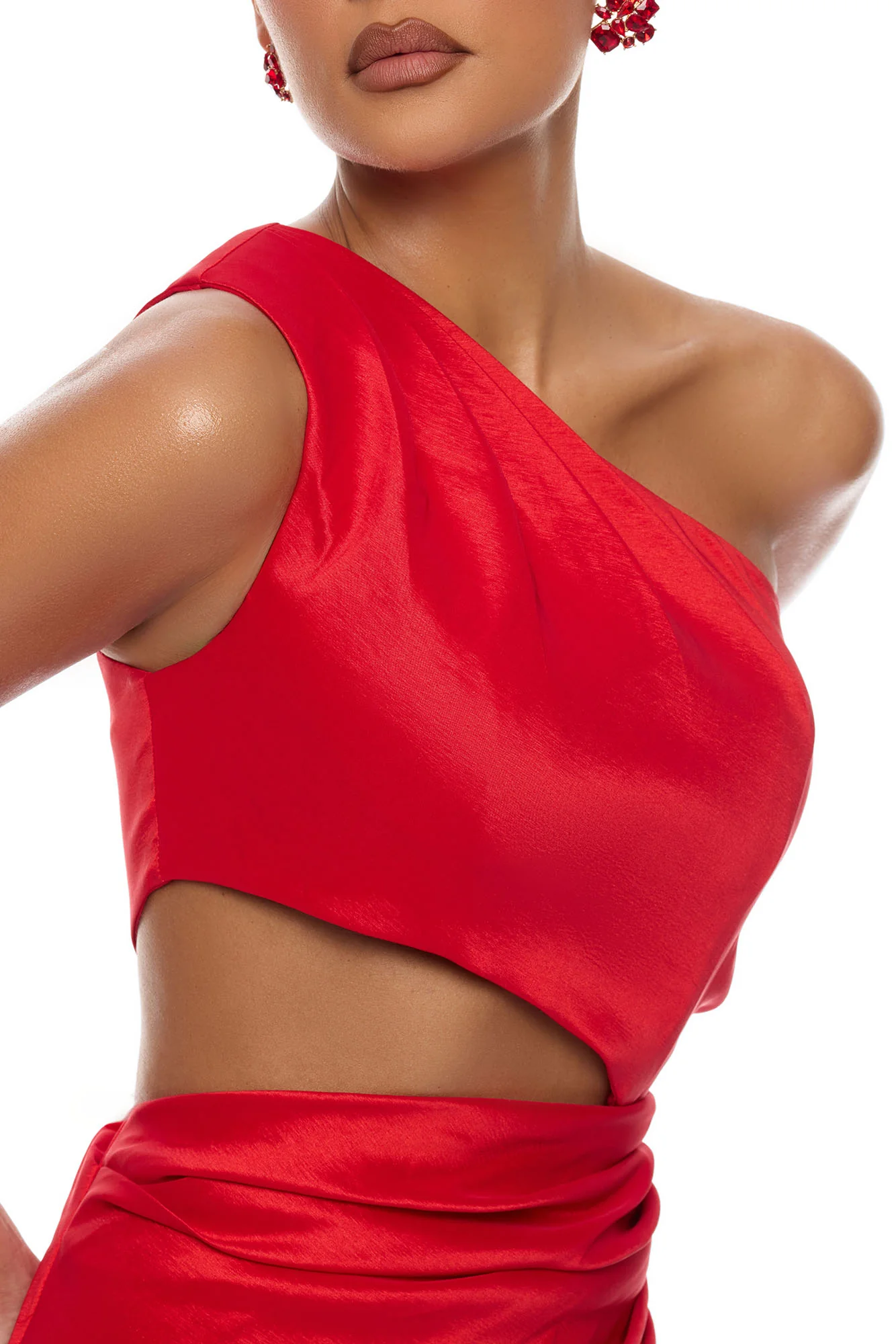 Sienna Ruffle Taffeta Maxi Dress - Red - Image 3