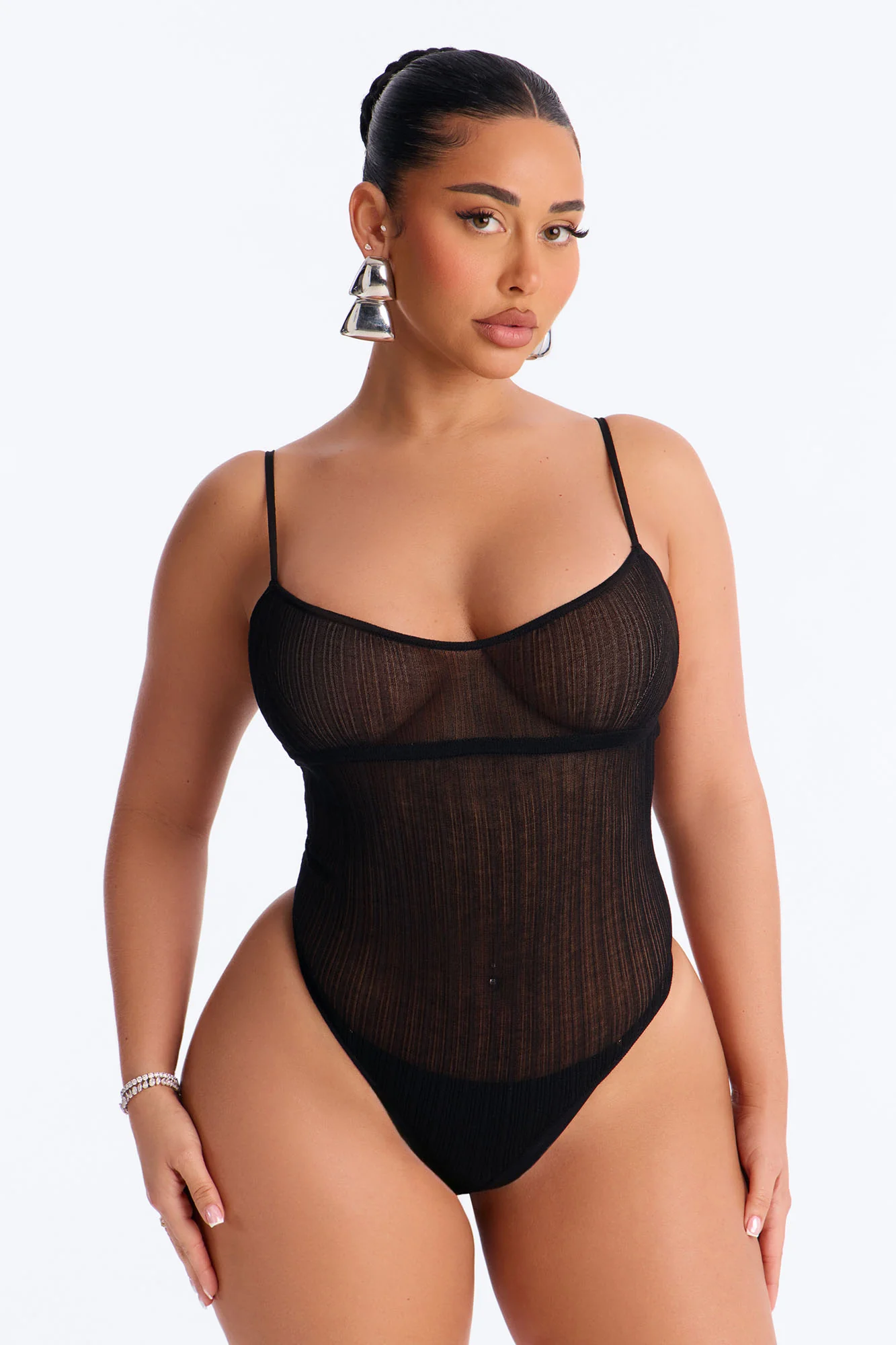 Sienna Sheer Knit Bodysuit - Black