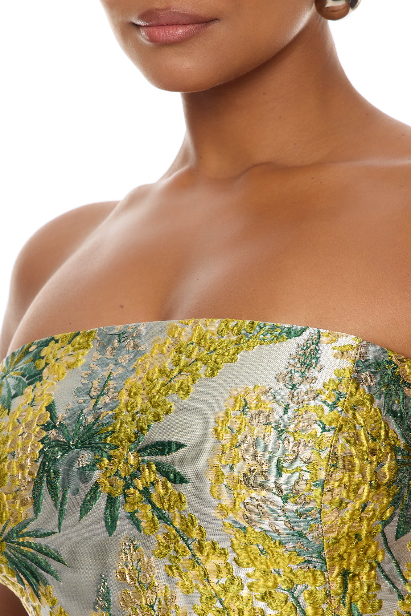 Sierra Flared Jacquard Mini Dress - Yellow/combo - Image 7