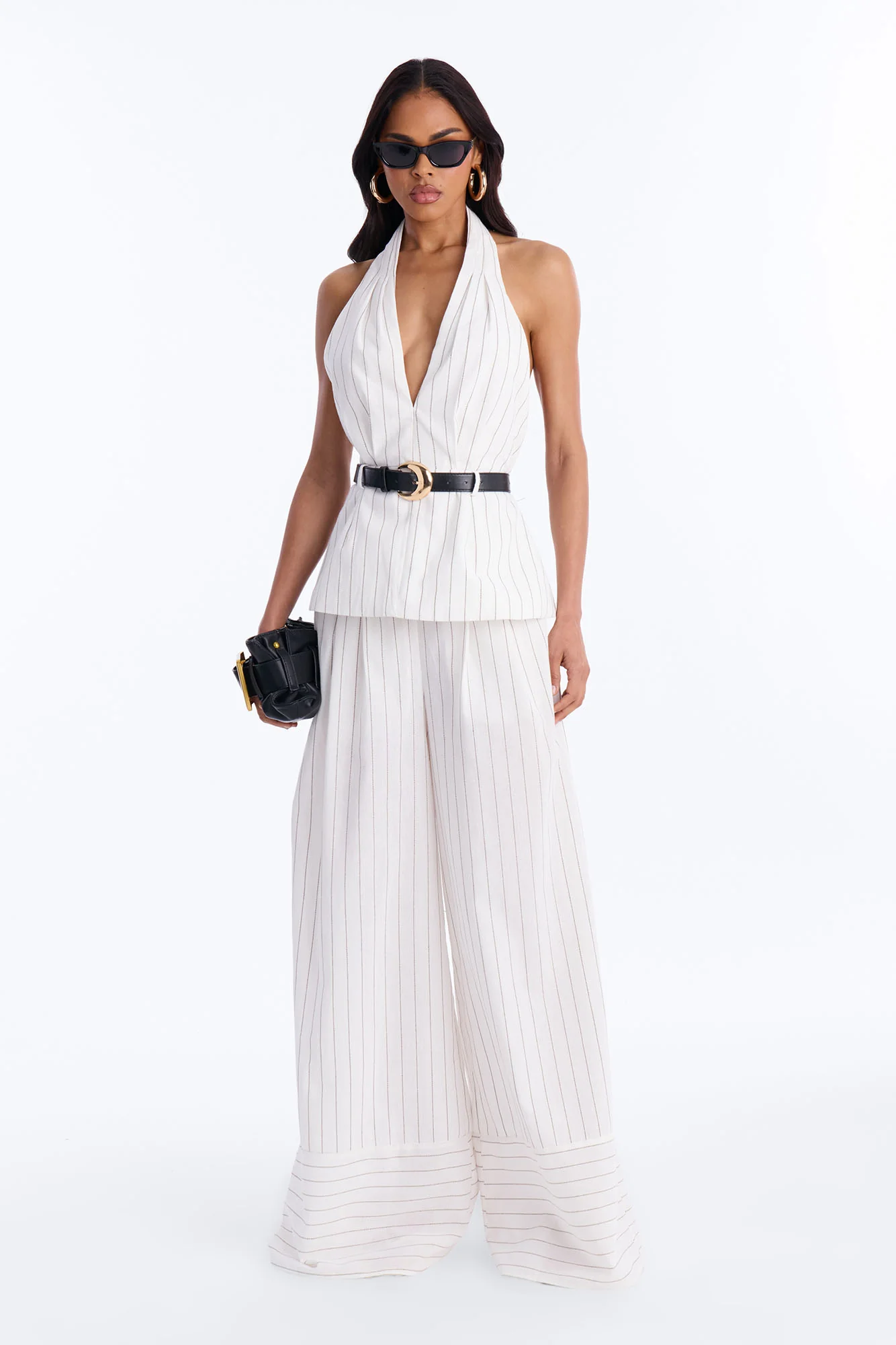 Signature Edit Linen Belted Pant Set - Ivory/combo