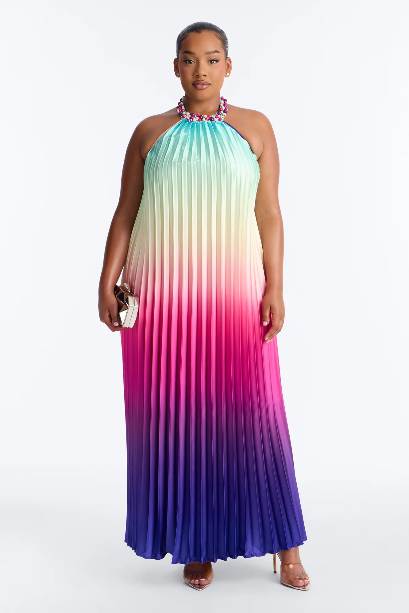 Silk Sunsets Pleated Maxi Dress - Multi Color - Image 5