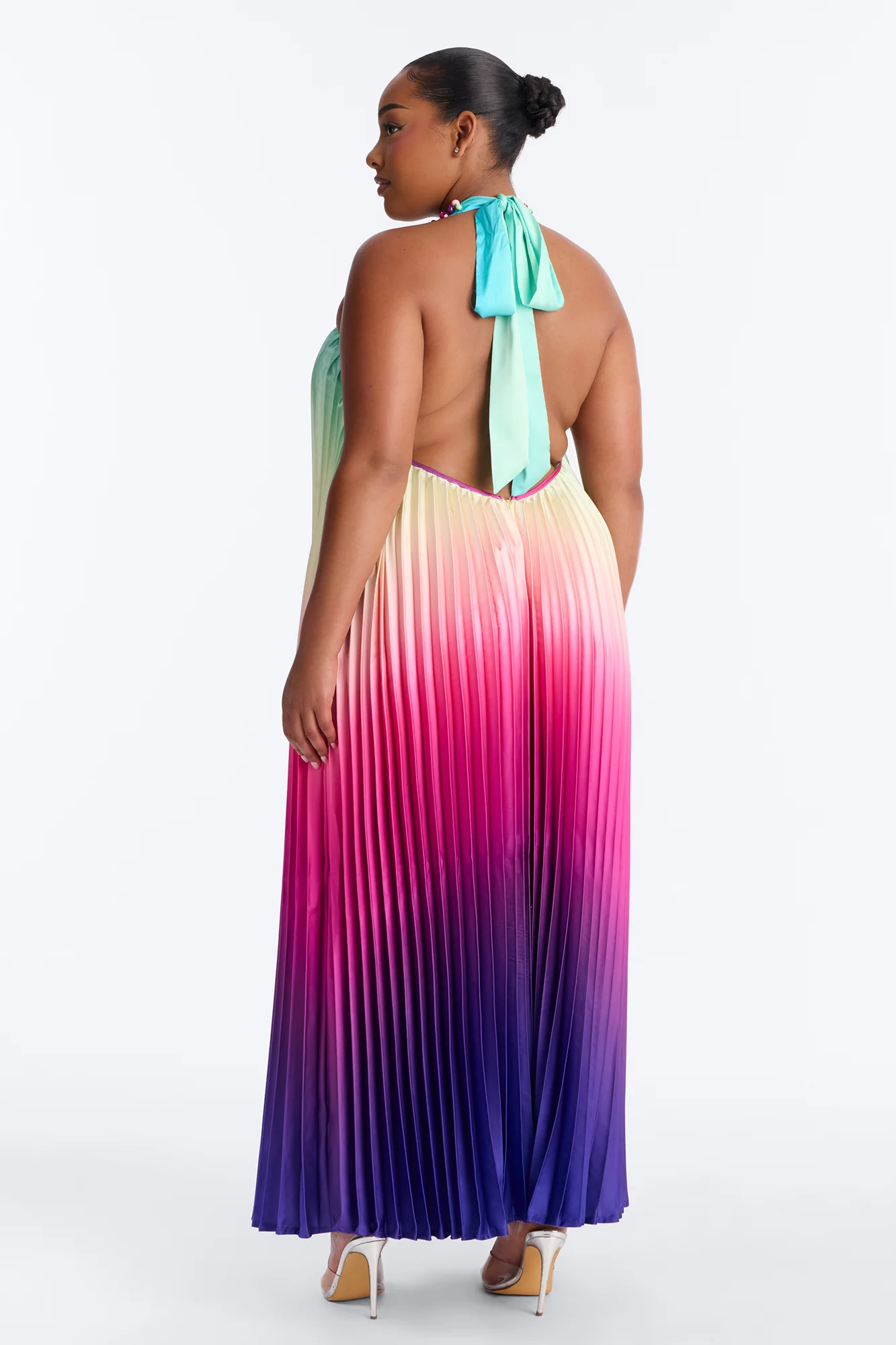 Silk Sunsets Pleated Maxi Dress - Multi Color - Image 8
