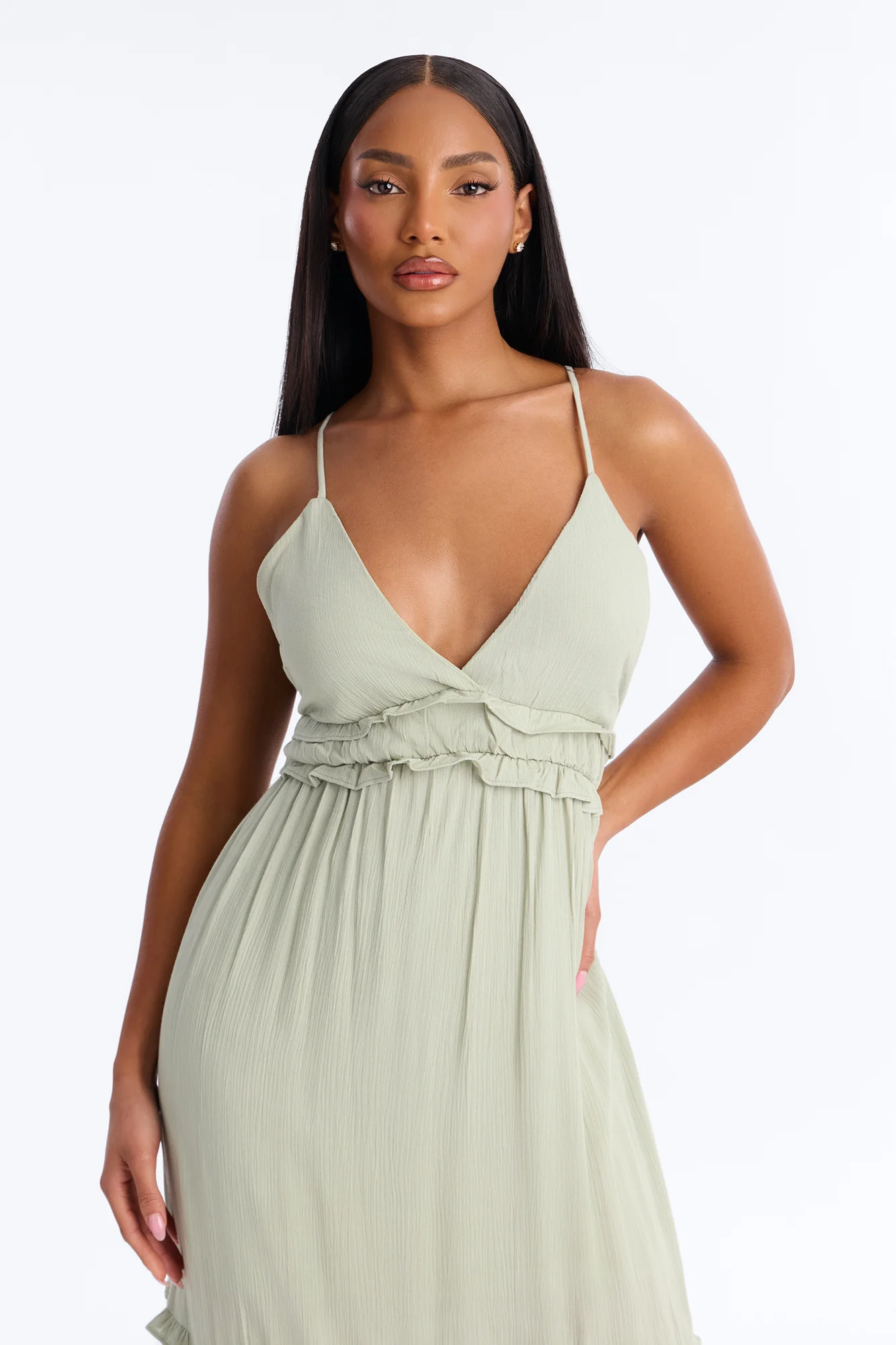 Simone Chiffon Maxi Dress - Sage - Image 2