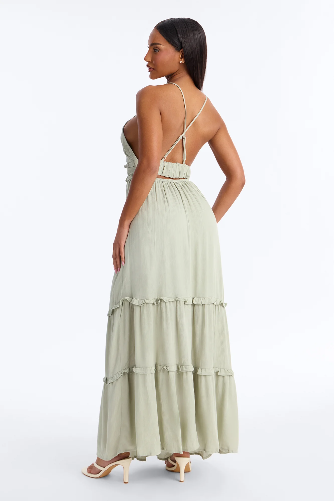 Simone Chiffon Maxi Dress - Sage - Image 3