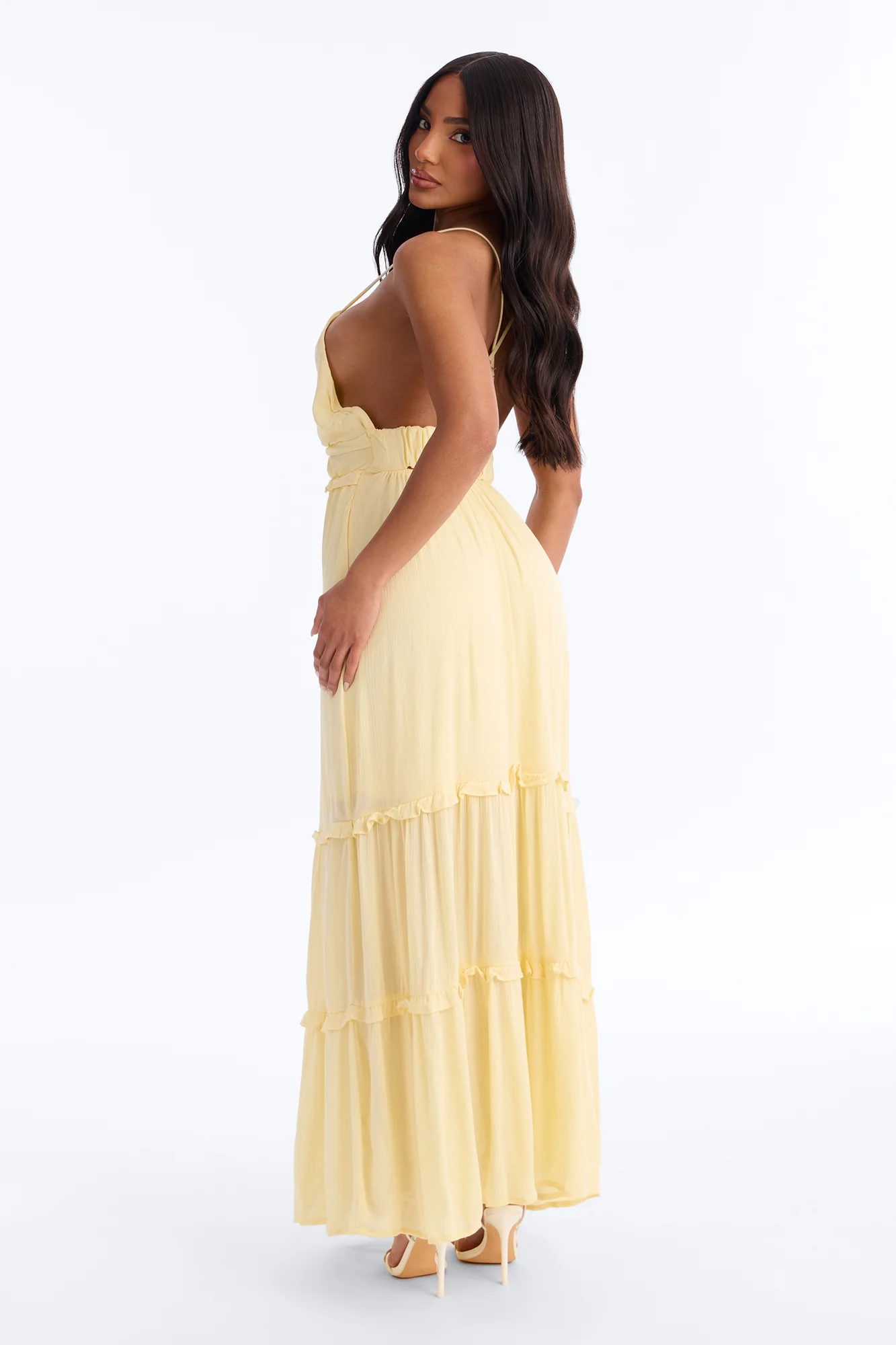 Simone Chiffon Maxi Dress - Yellow - Image 4