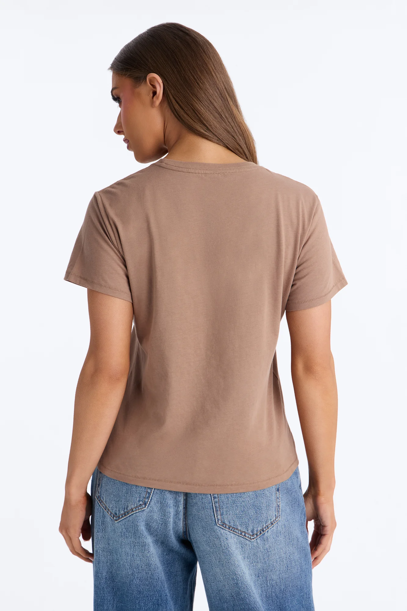 Simple And Modern Cropped Tee - Taupe - Image 4