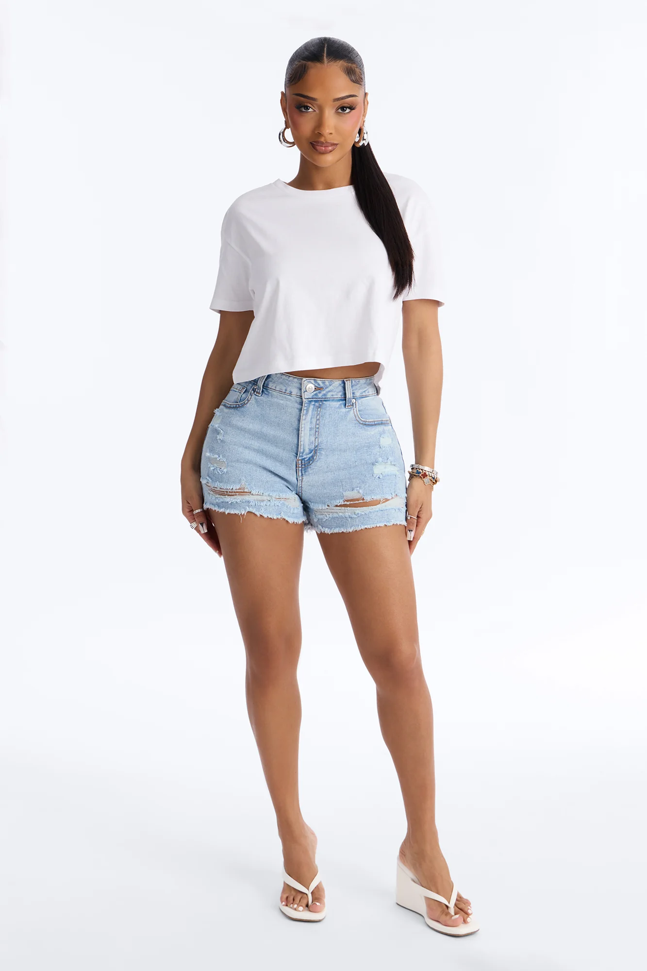 Simple And Modern Cropped Tee - White - Image 2