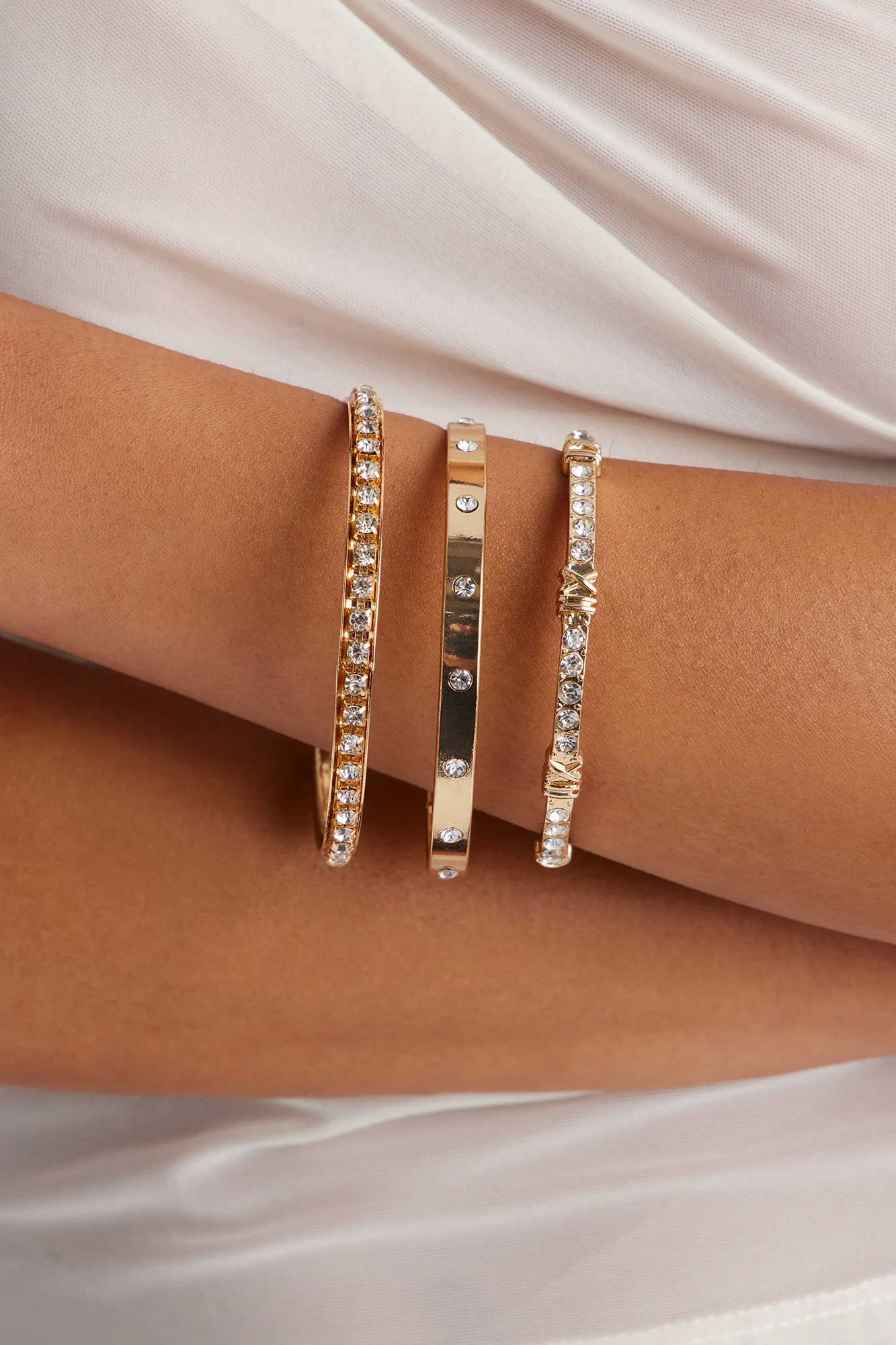 Simple Desire 3 Piece Bracelet Set - Gold