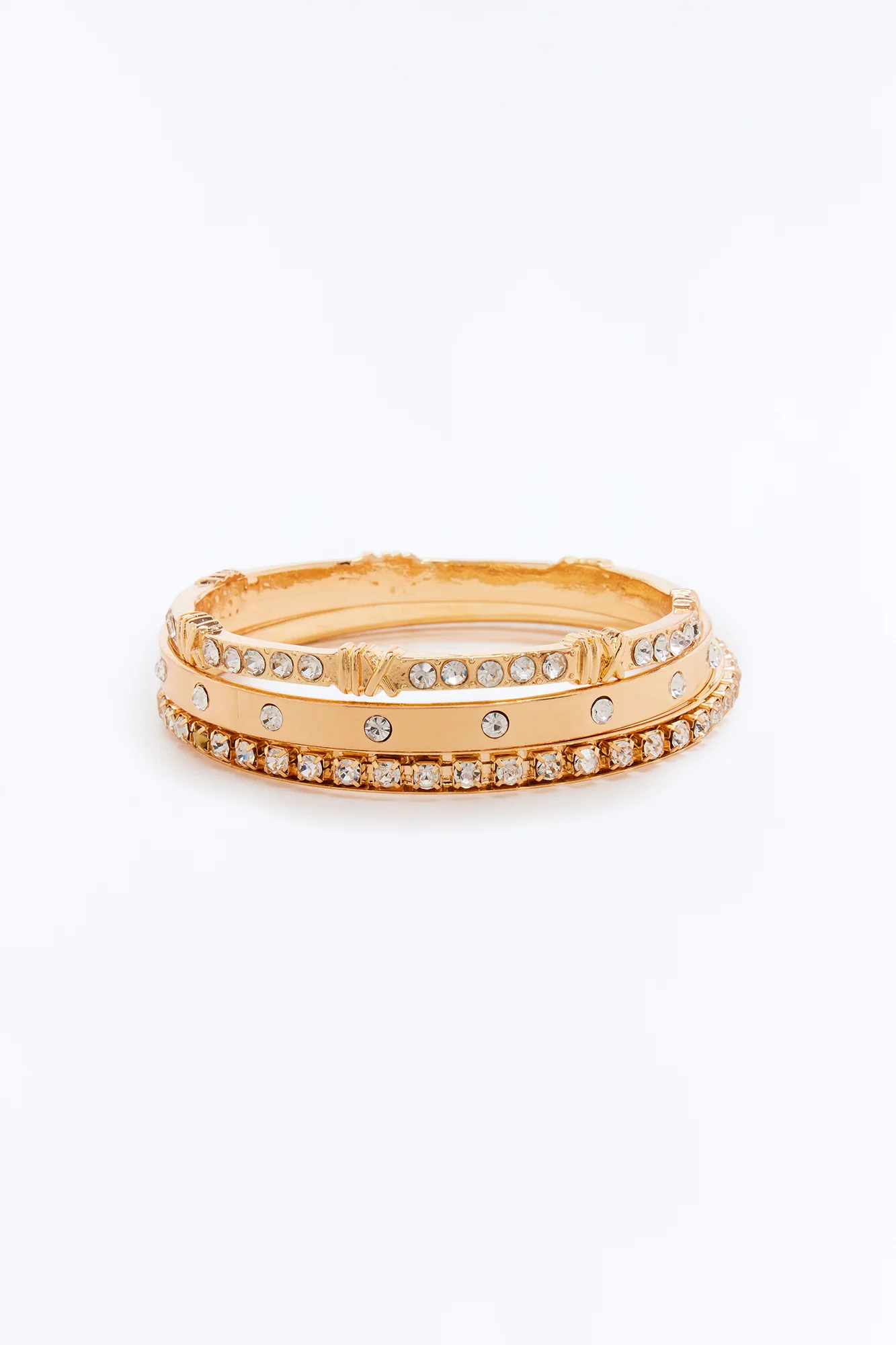 Simple Desire 3 Piece Bracelet Set - Gold - Image 3