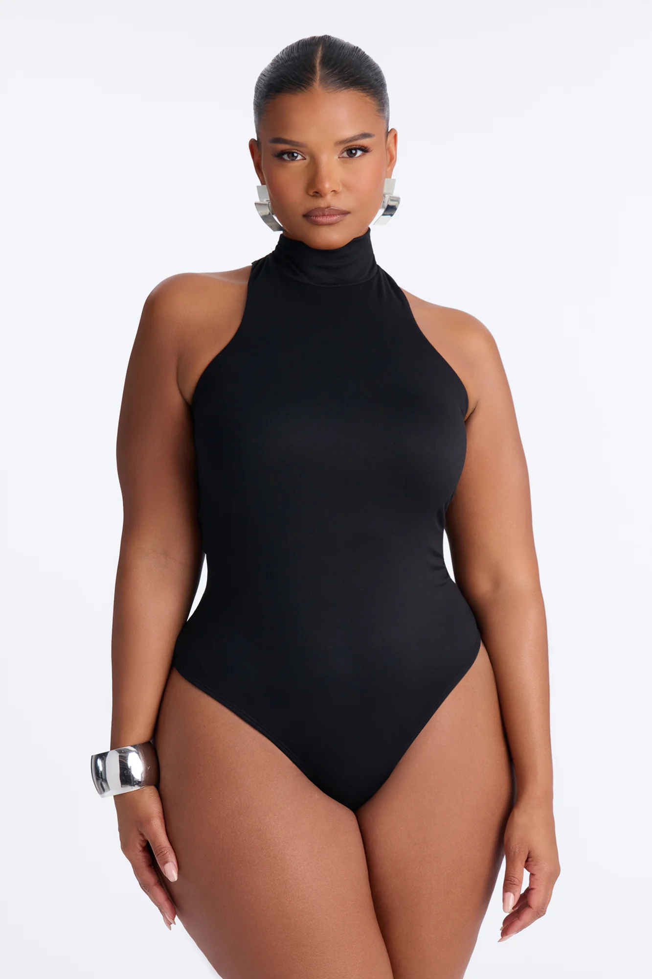 Simple Girl Mock Neck Sleeveless Bodysuit - Black - Image 5