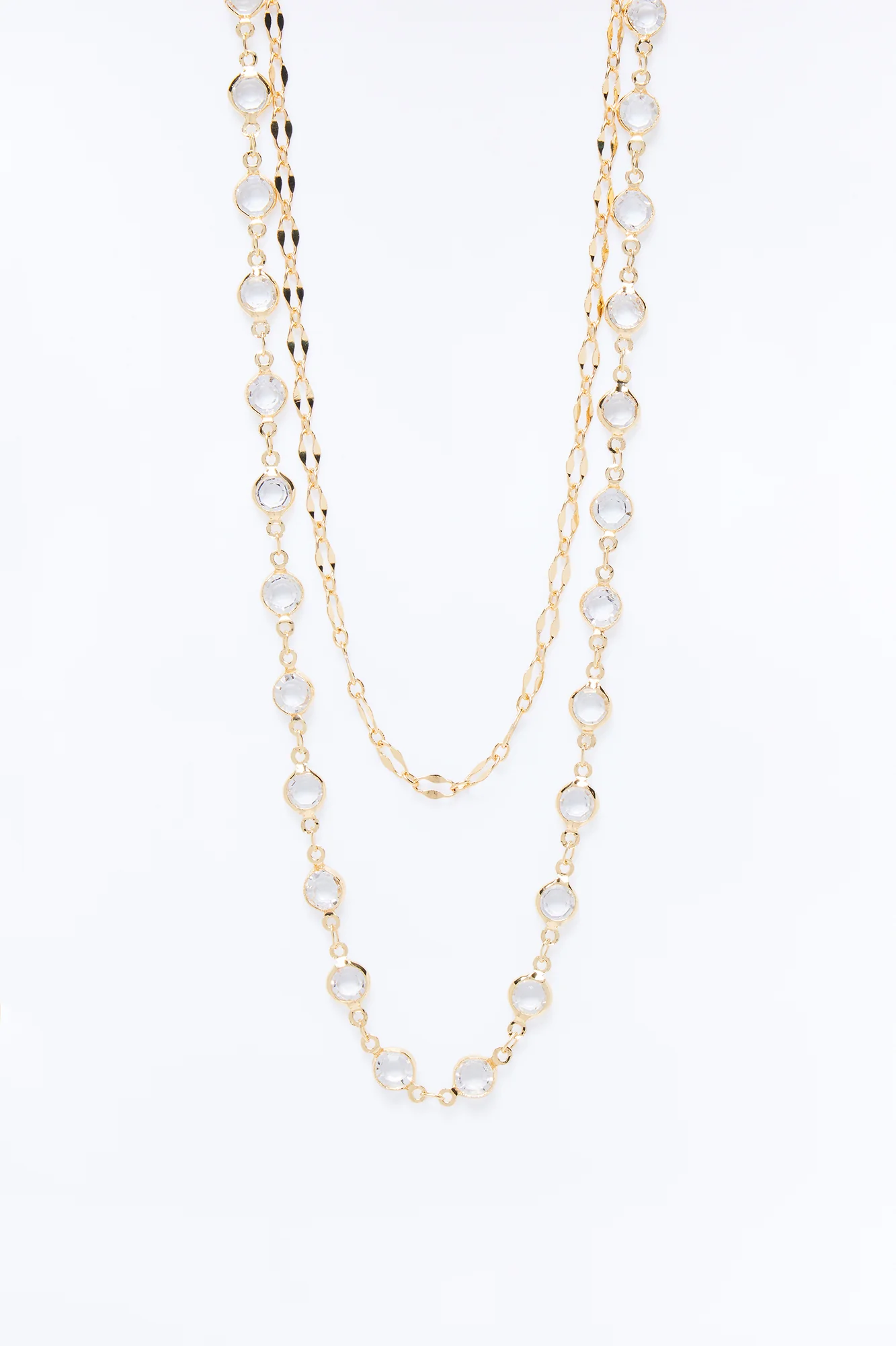 Simple Things Layered Necklace - Gold/Clear - Image 3