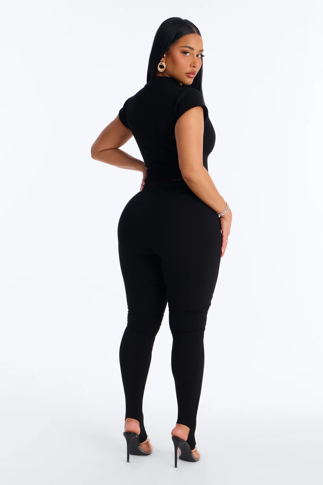 Simply Snatched Mock Neck Legging Set - Black - Image 4