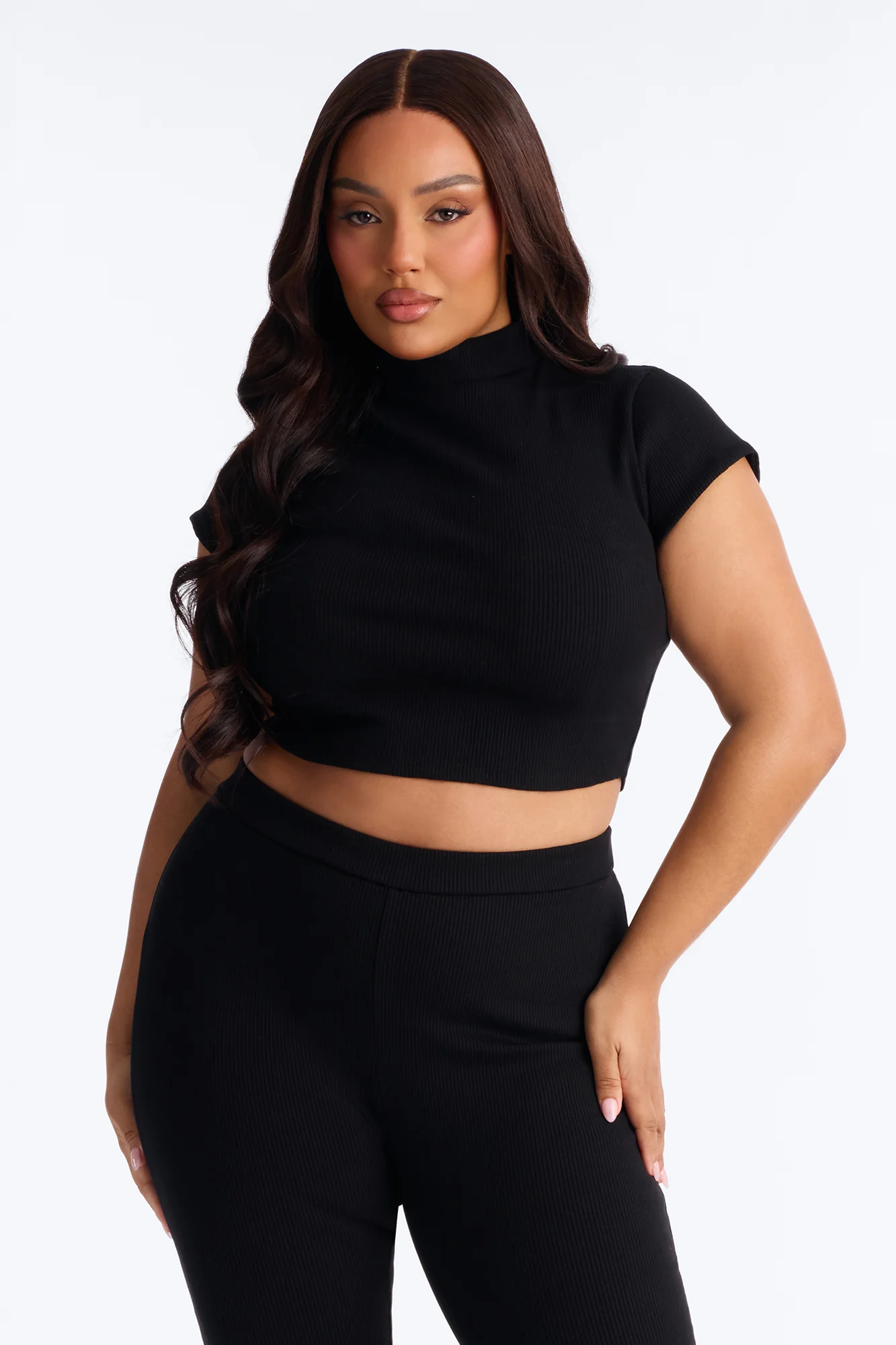 Simply Snatched Mock Neck Legging Set - Black - Image 7