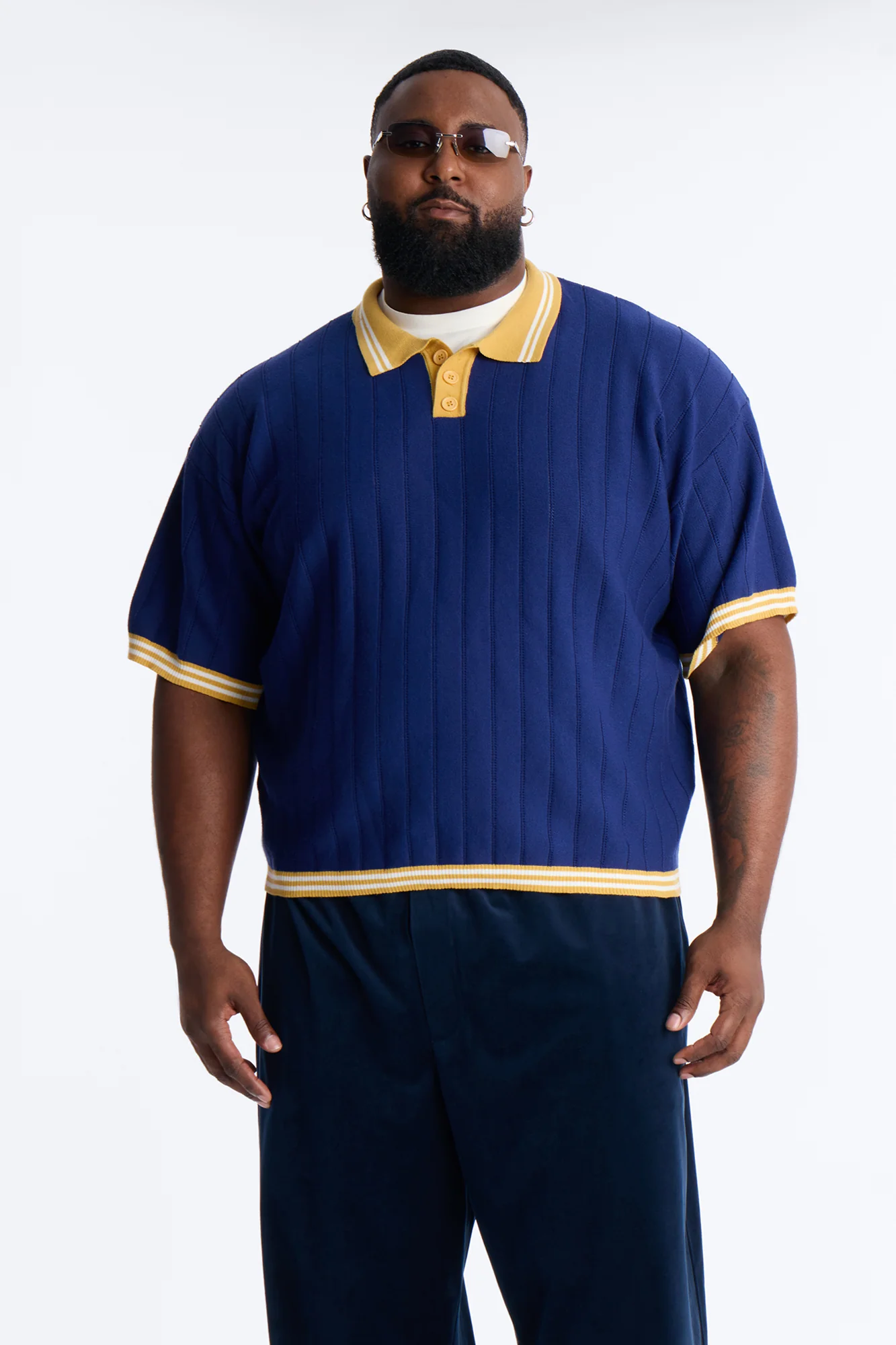 Singleton Short Sleeve Knit Polo - Navy - Image 5