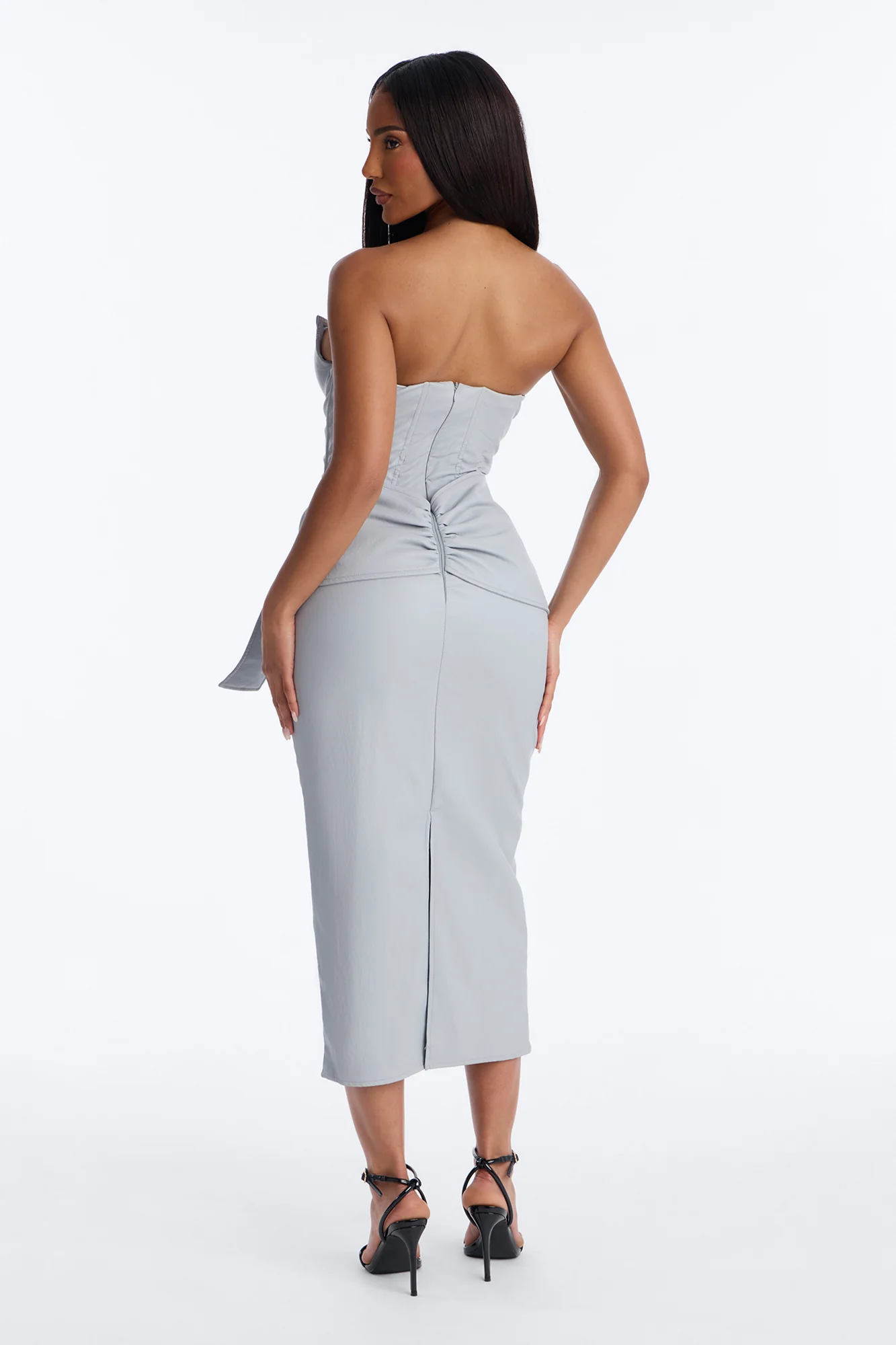 Siren Faux Leather Midi Dress - Light Blue - Image 4