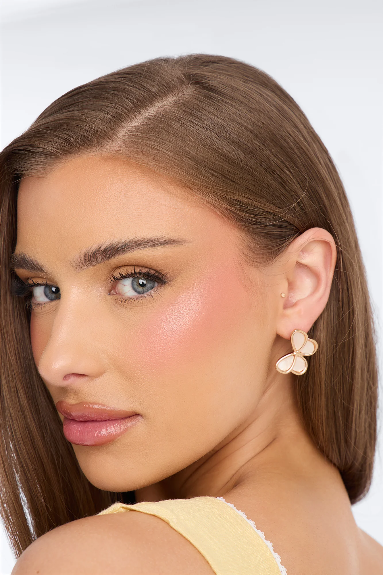 Sky Dancer Stud Earrings - White/Gold - Image 2