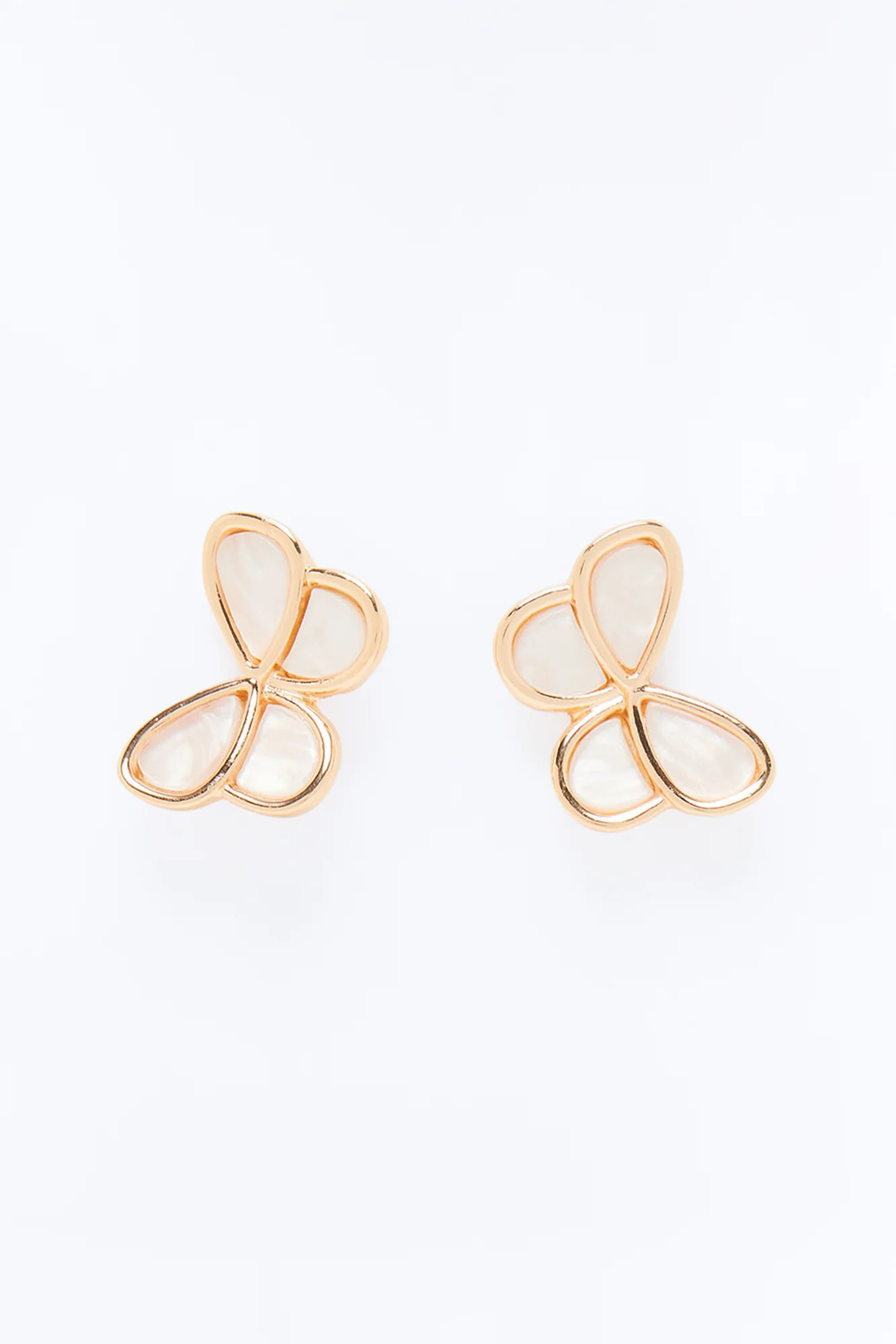 Sky Dancer Stud Earrings - White/Gold - Image 3