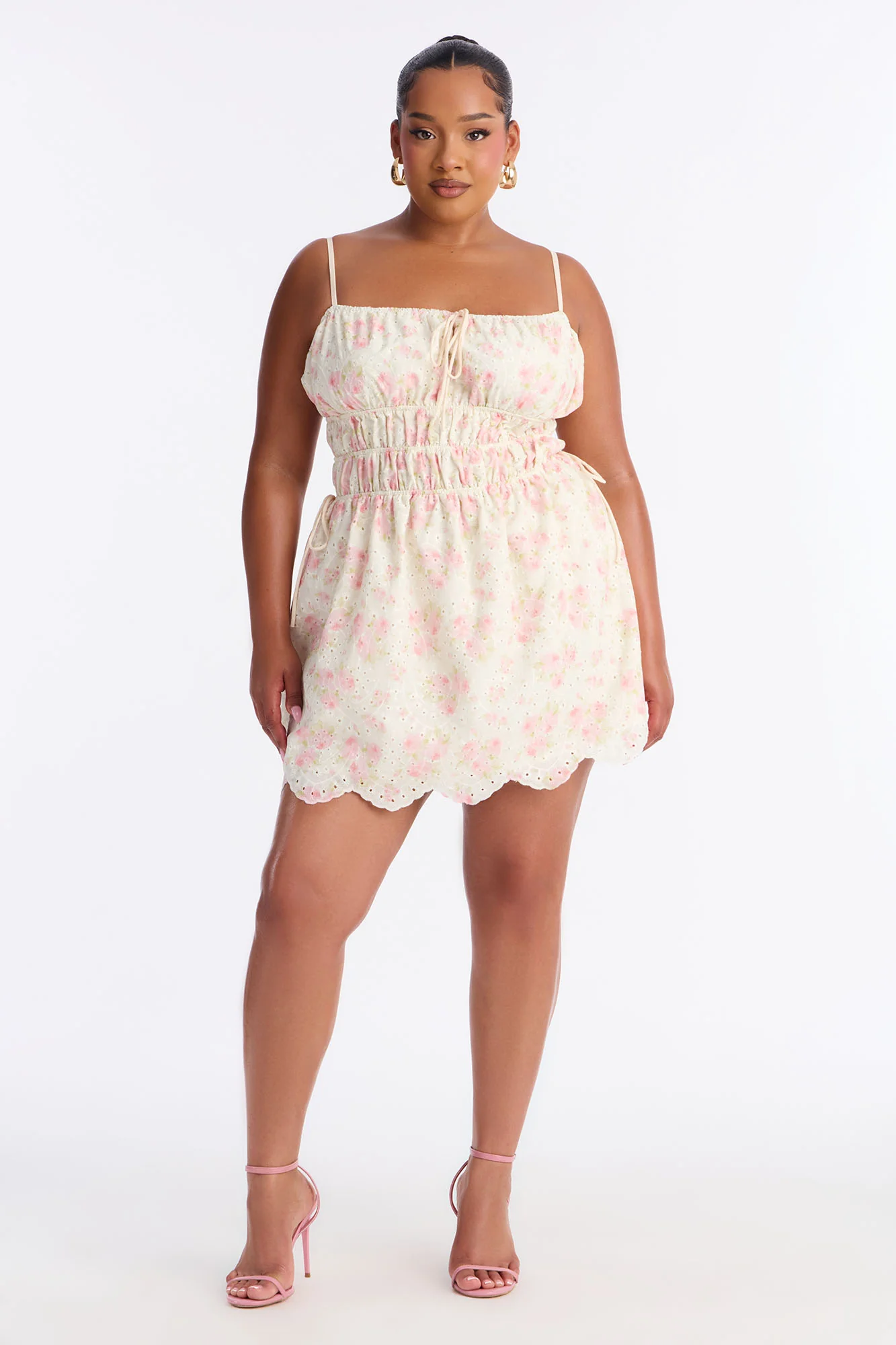 Skylar Floral Eyelet Mini Dress - Cream/combo - Image 5