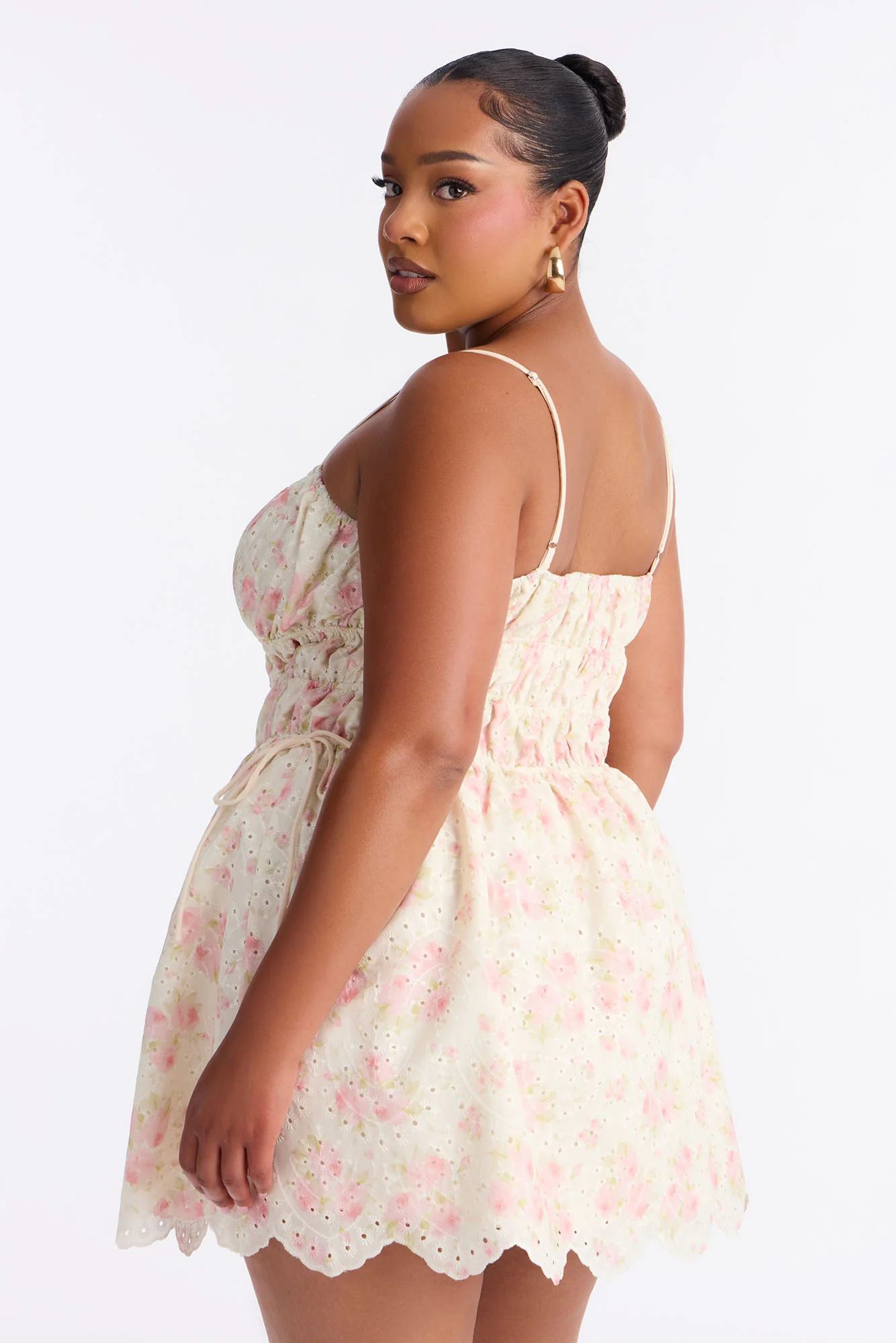 Skylar Floral Eyelet Mini Dress - Cream/combo - Image 9