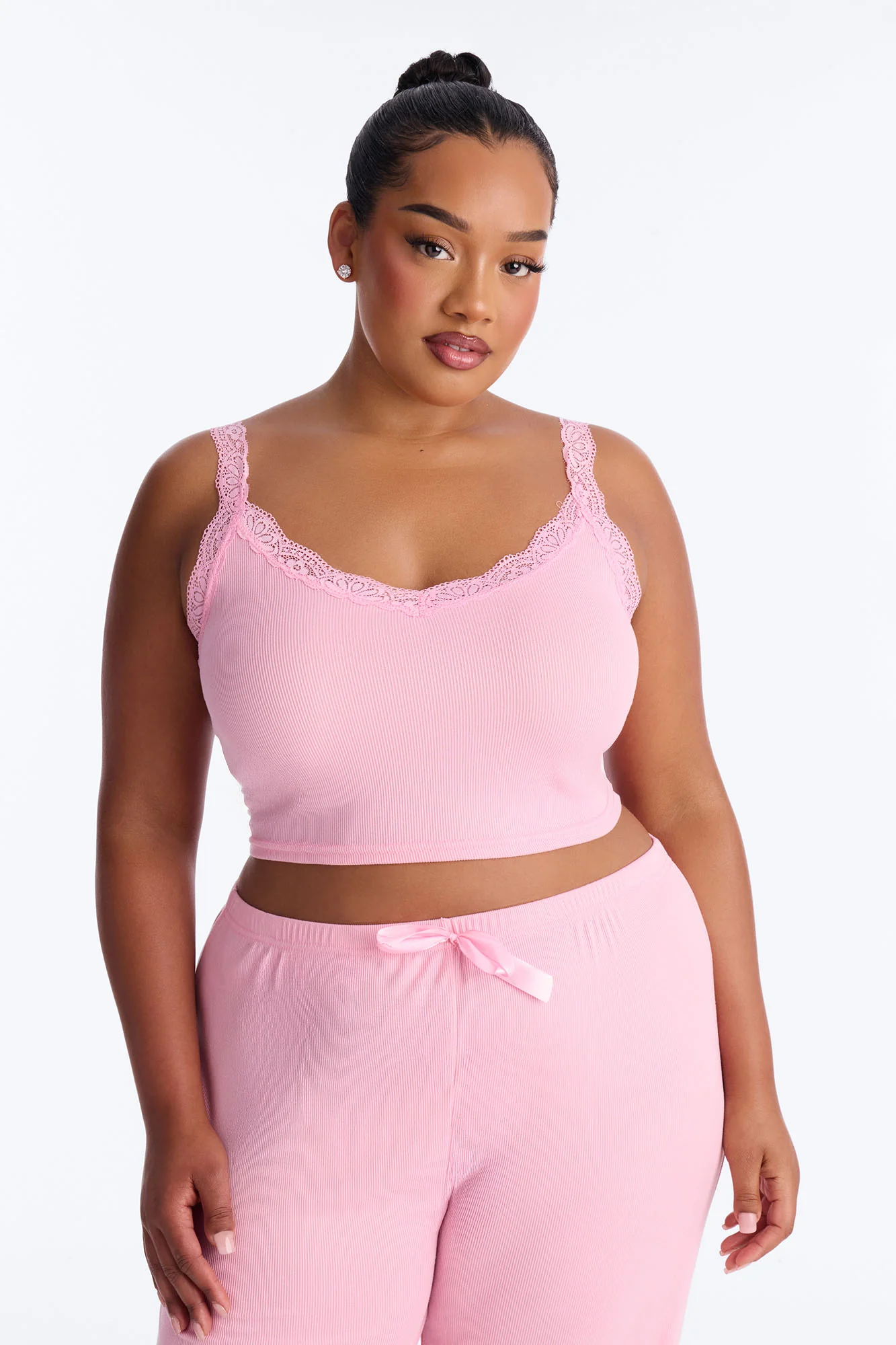 Sleep Late Ribbed PJ Pant Set - Pink - Image 6