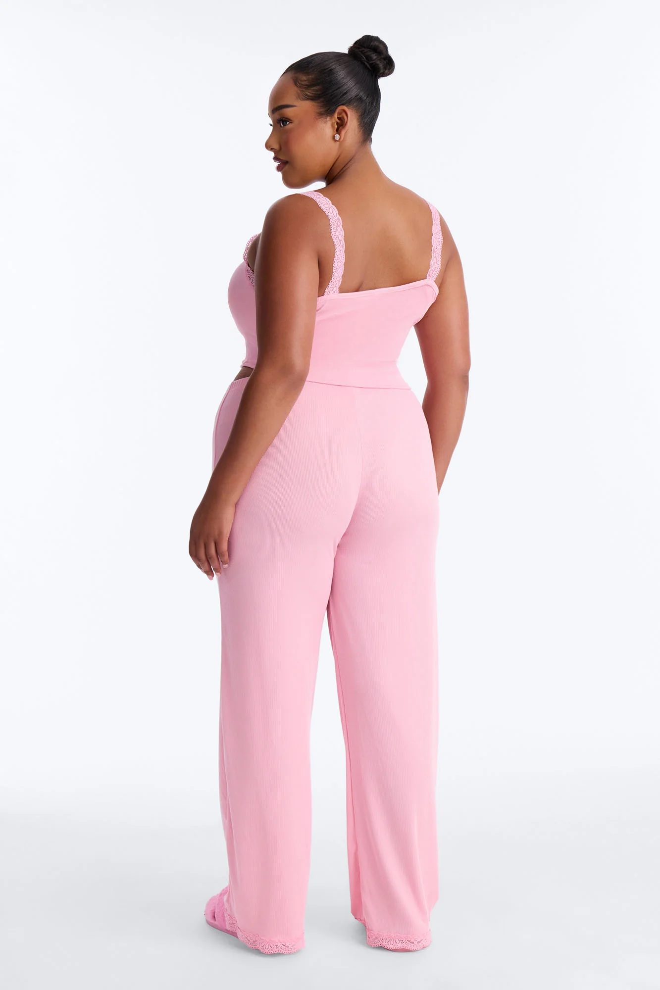 Sleep Late Ribbed PJ Pant Set - Pink - Image 8