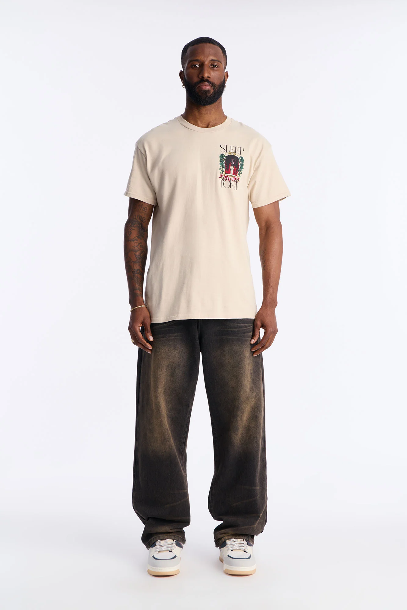 Sleep Token Rose Short Sleeve Tee - Cream - Image 2