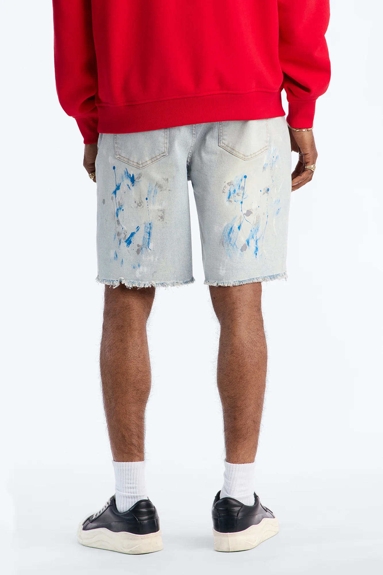 Slim Distressed Painter Denim Short - Light Wash - Image 4