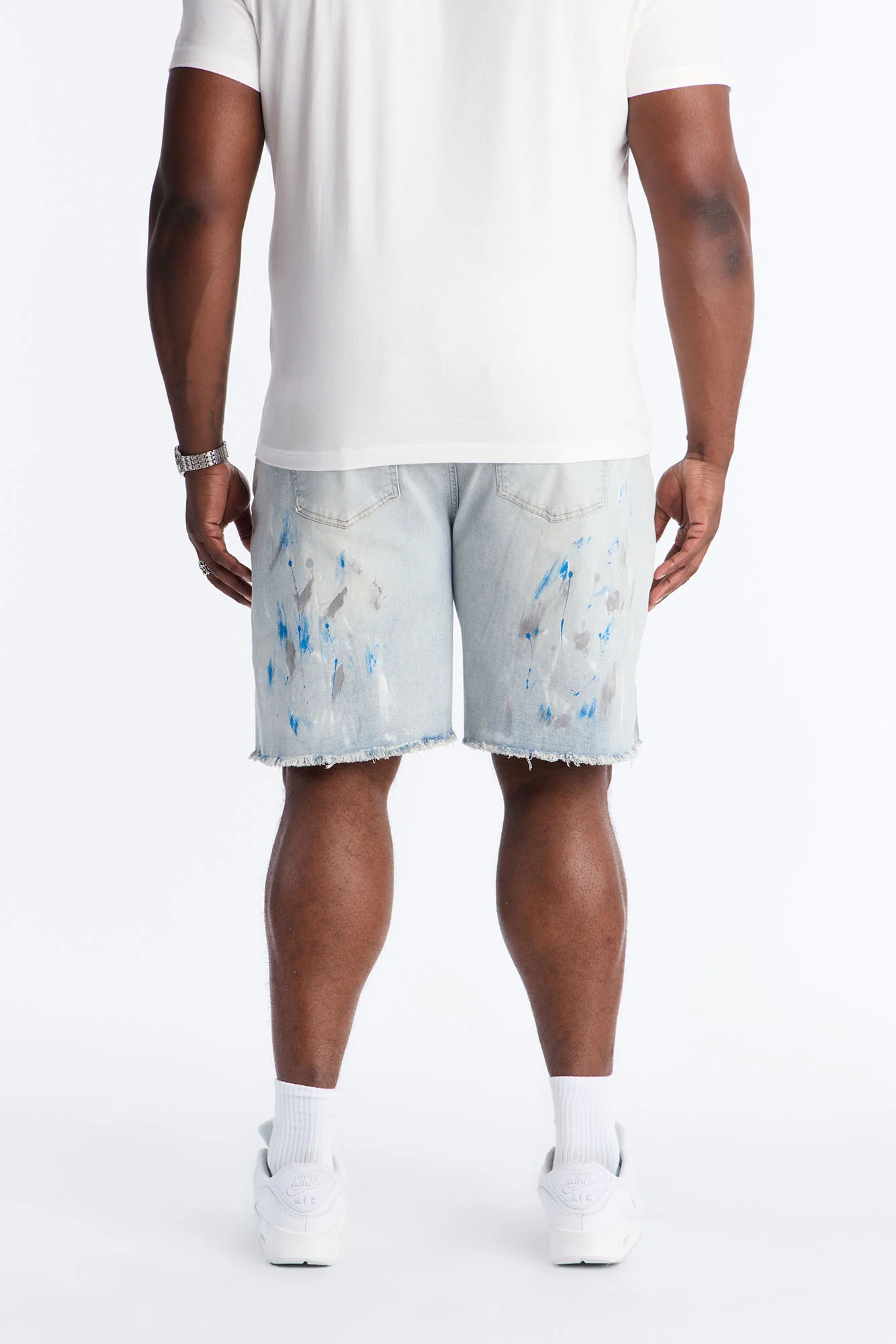 Slim Distressed Painter Denim Short - Light Wash - Image 9