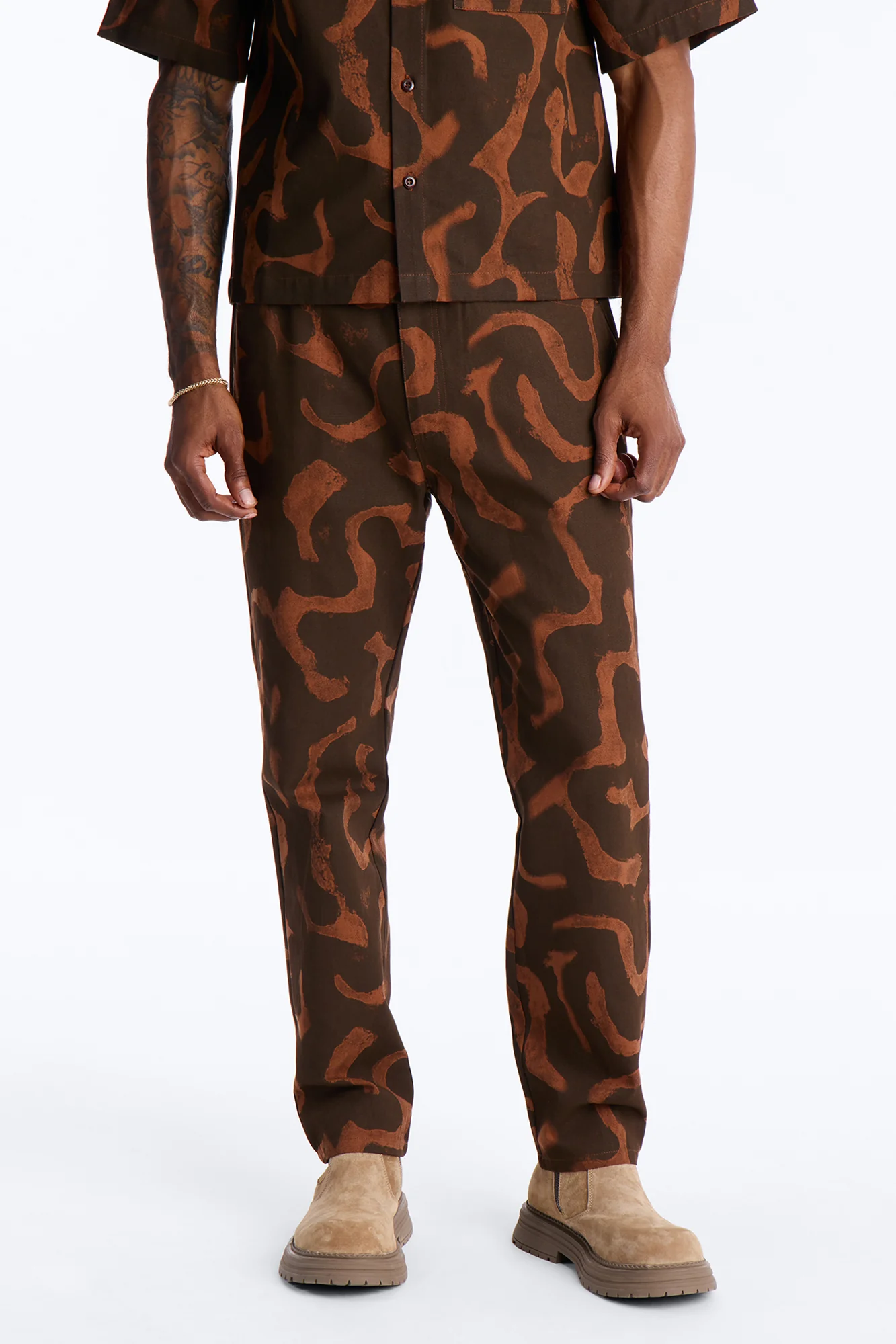 Slim Drizzled Pant - Rust