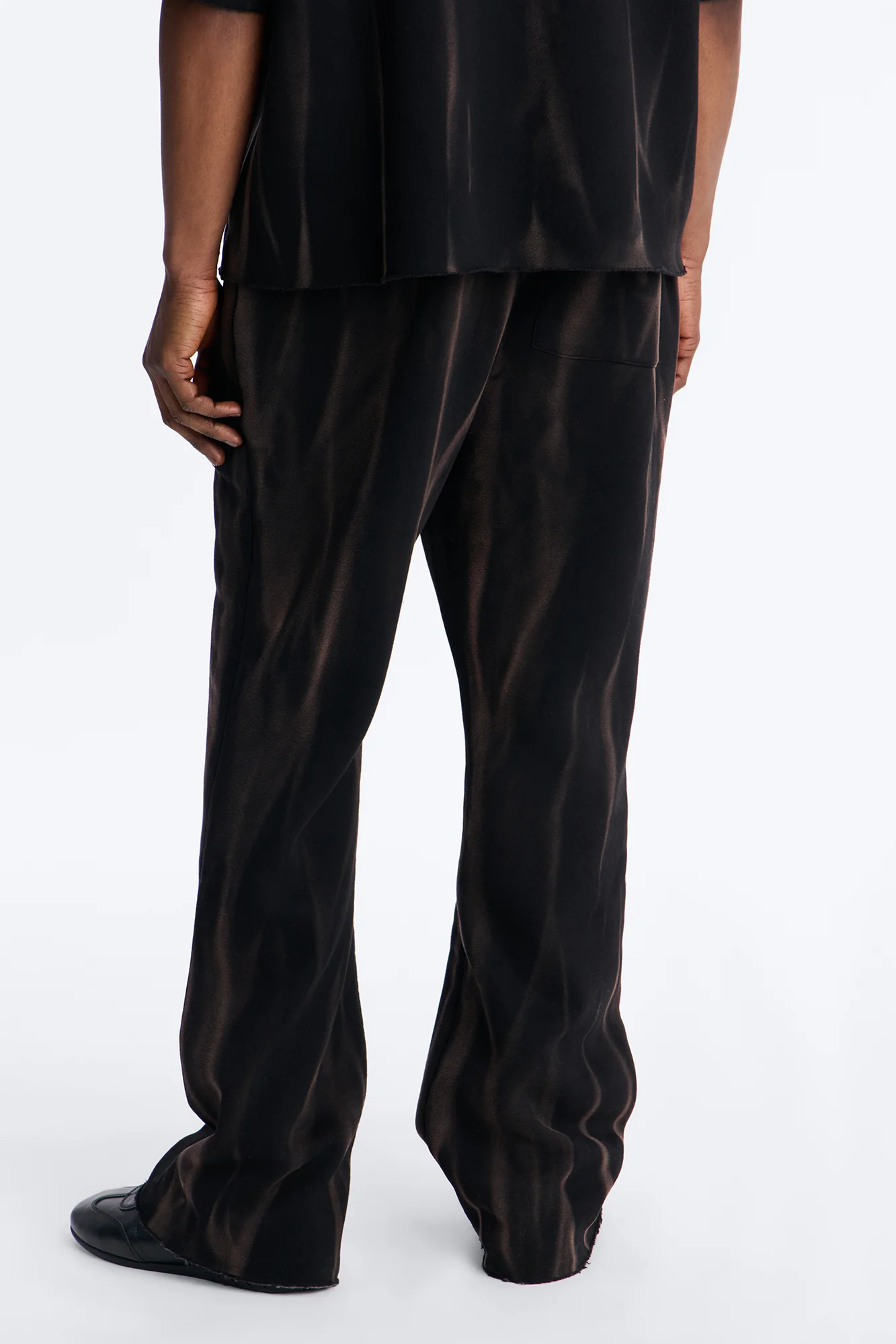 Slim Flare Bleach Washed Sweatpants - Black - Image 4