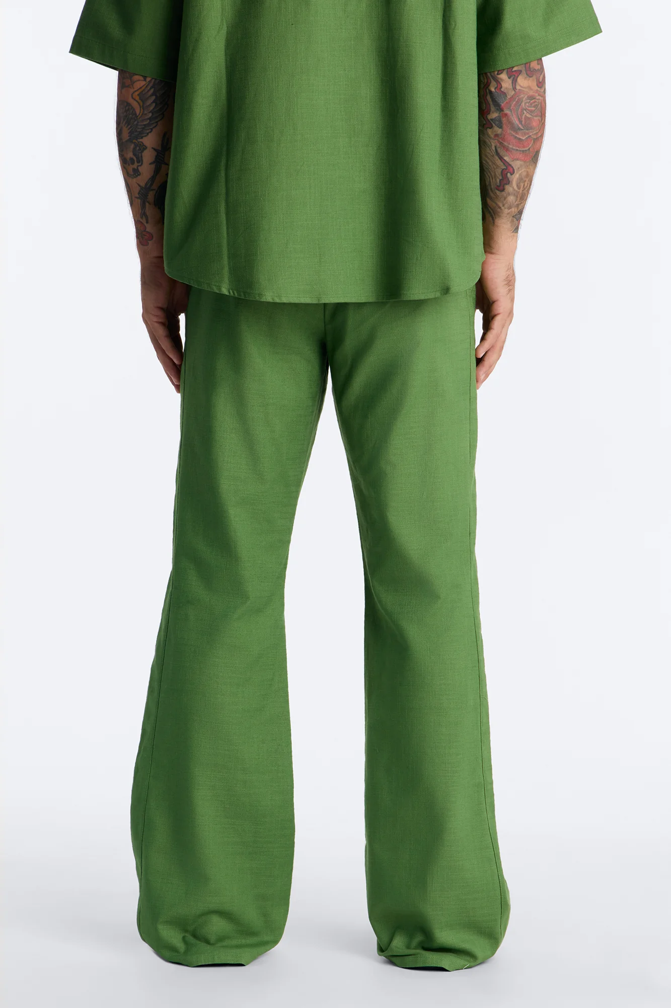 Slim Flare Sunward Coast Linen Pant - Green - Image 4