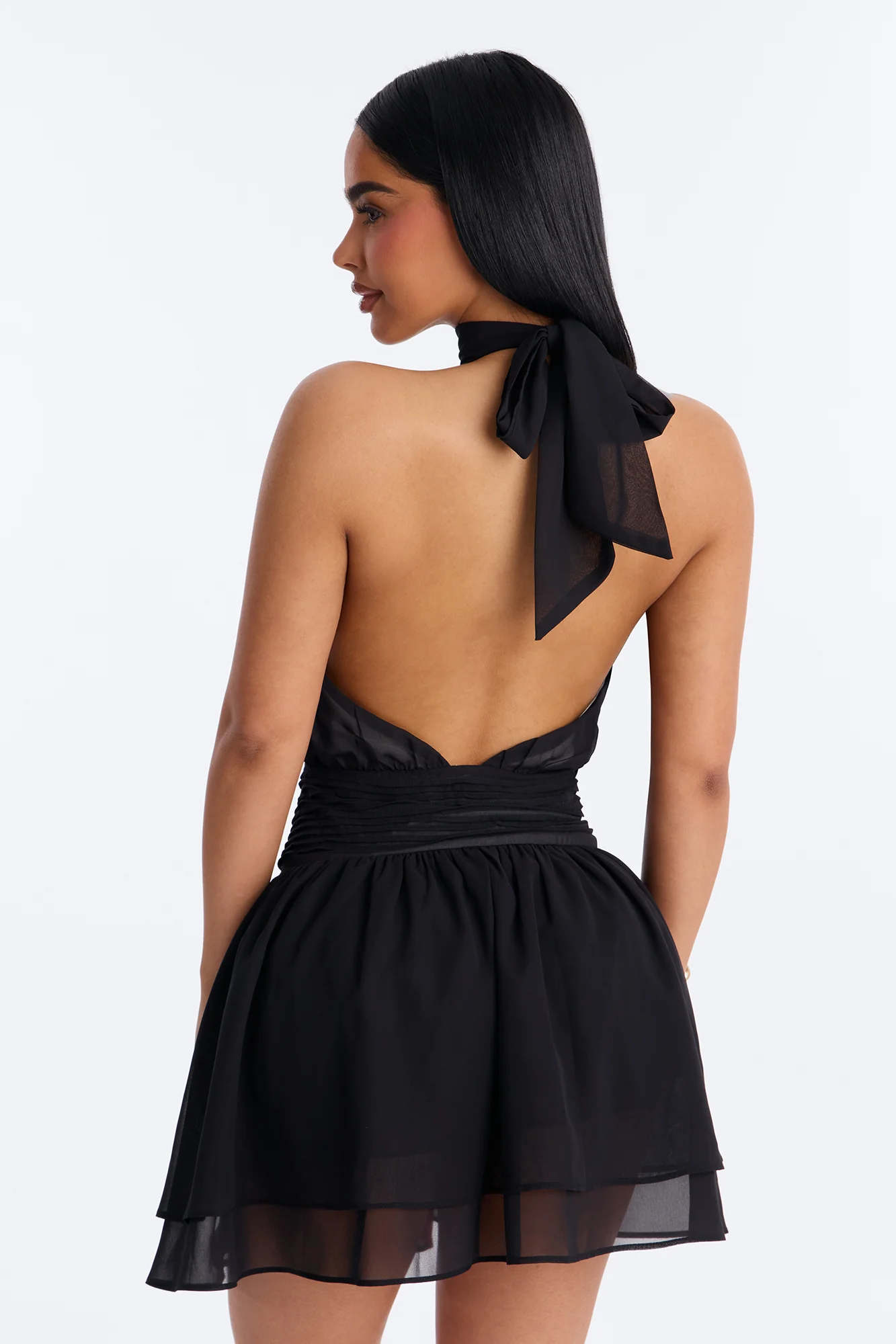 Sloan Backless Chiffon Mini Dress - Black/combo - Image 4